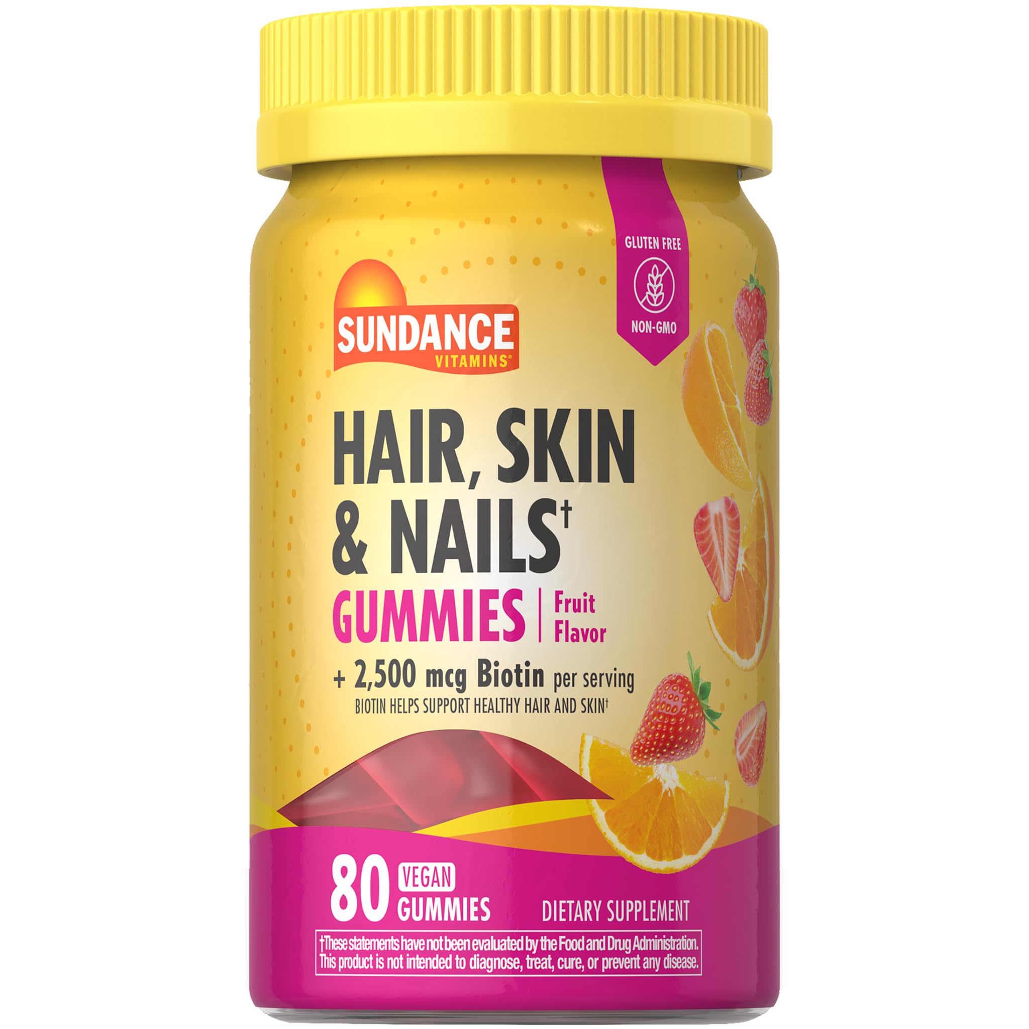 Sundance Hair, Skin & Nails Gummies front view with fruit flavours