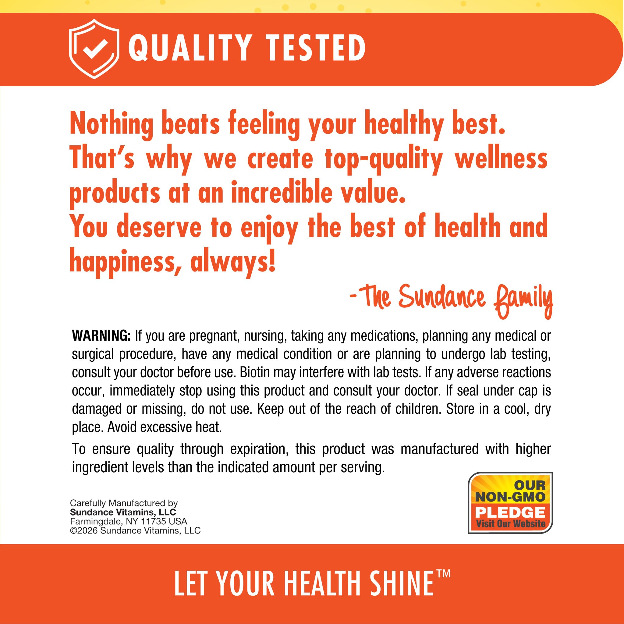 Sundance Hair, Skin & Nails Gummies nutritional information label