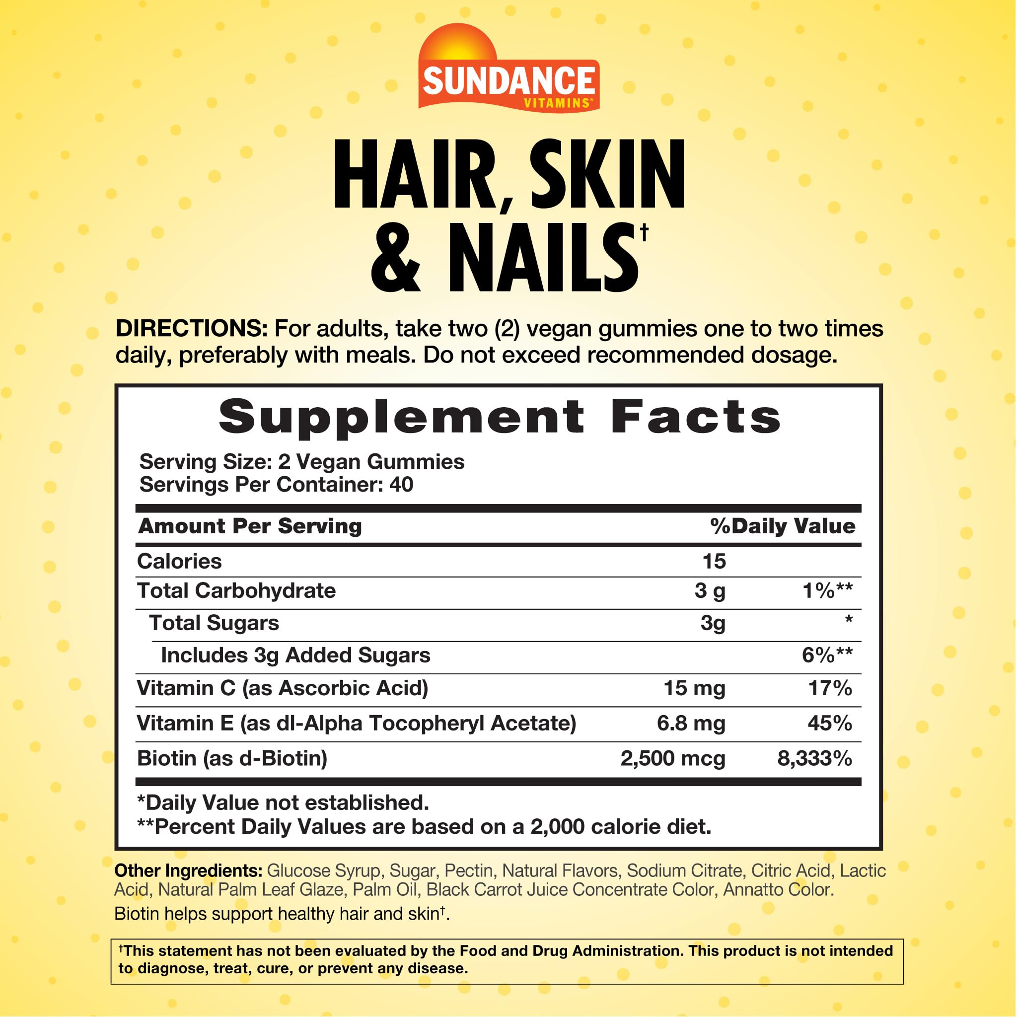 Sundance Hair, Skin & Nails Gummies packaging side view