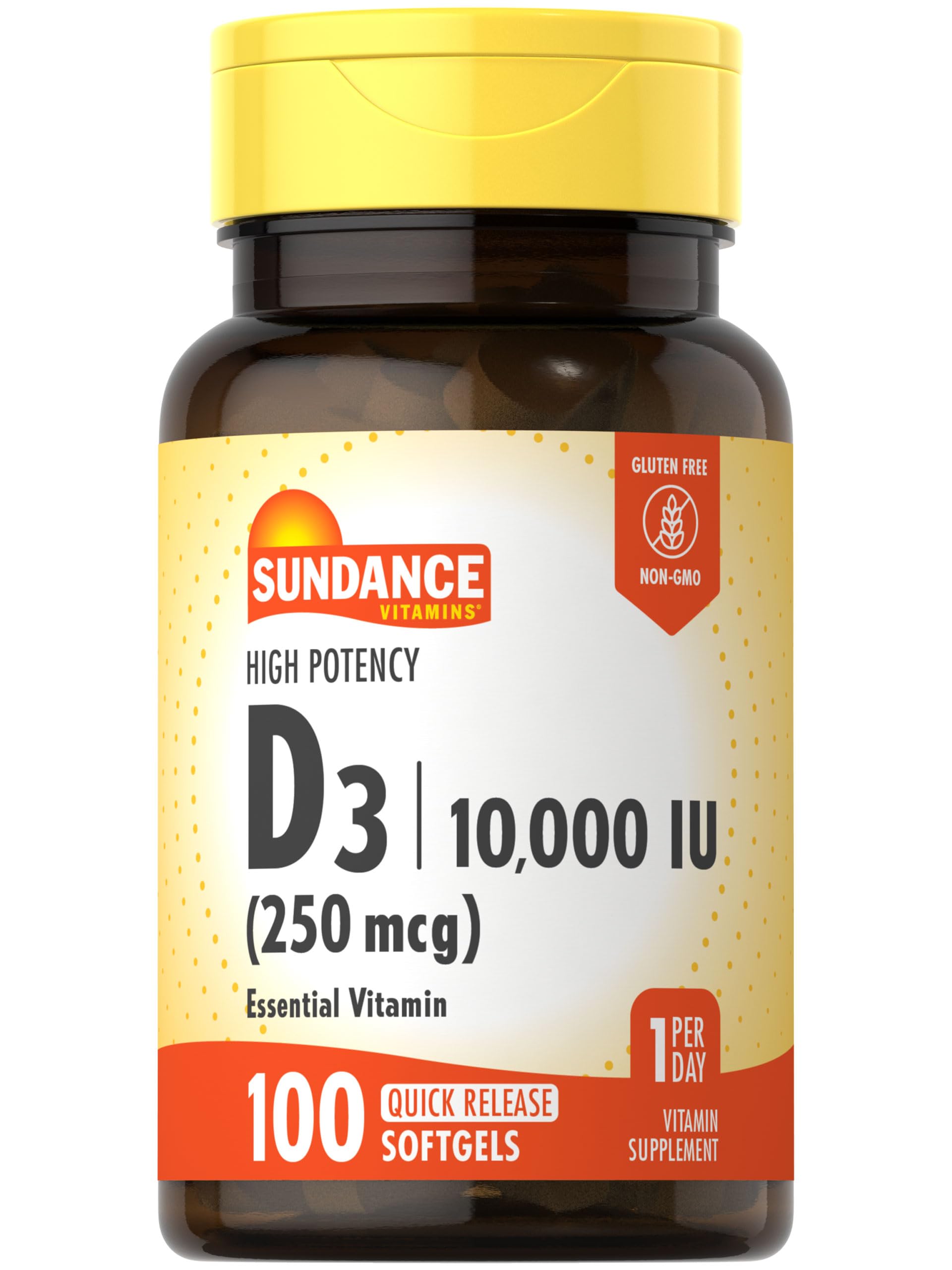 Sundance High Potency Vitamin D3 10,000 IU softgel front view