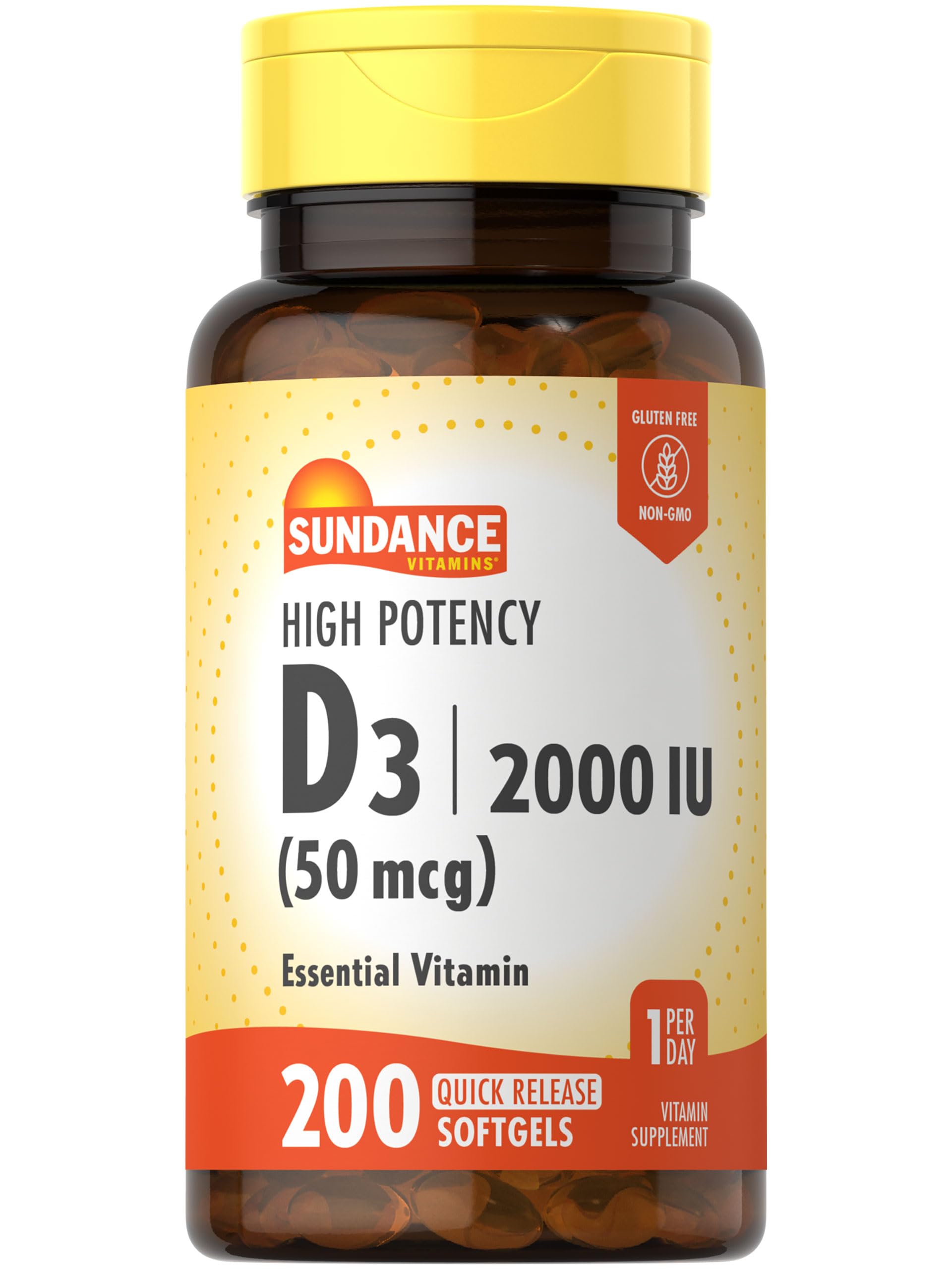 Sundance High Potency Vitamin D3 2000 IU softgels front view