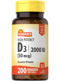 Sundance High Potency Vitamin D3 2000 IU softgels front view