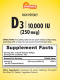 Sundance High Potency Vitamin D3 softgel bottle side view