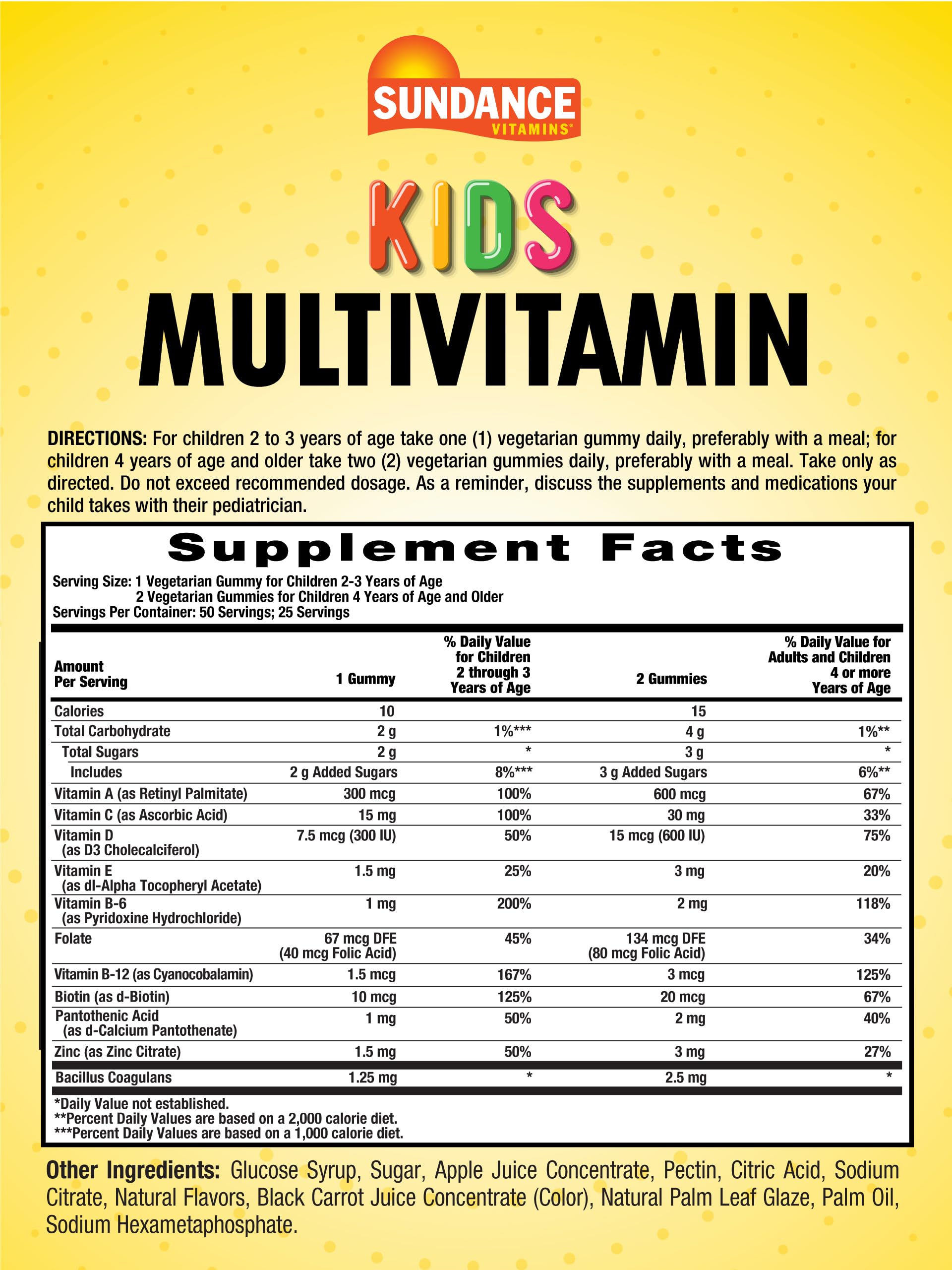 Sundance Kid’s Multivitamin Gummies showing mixed berry flavour