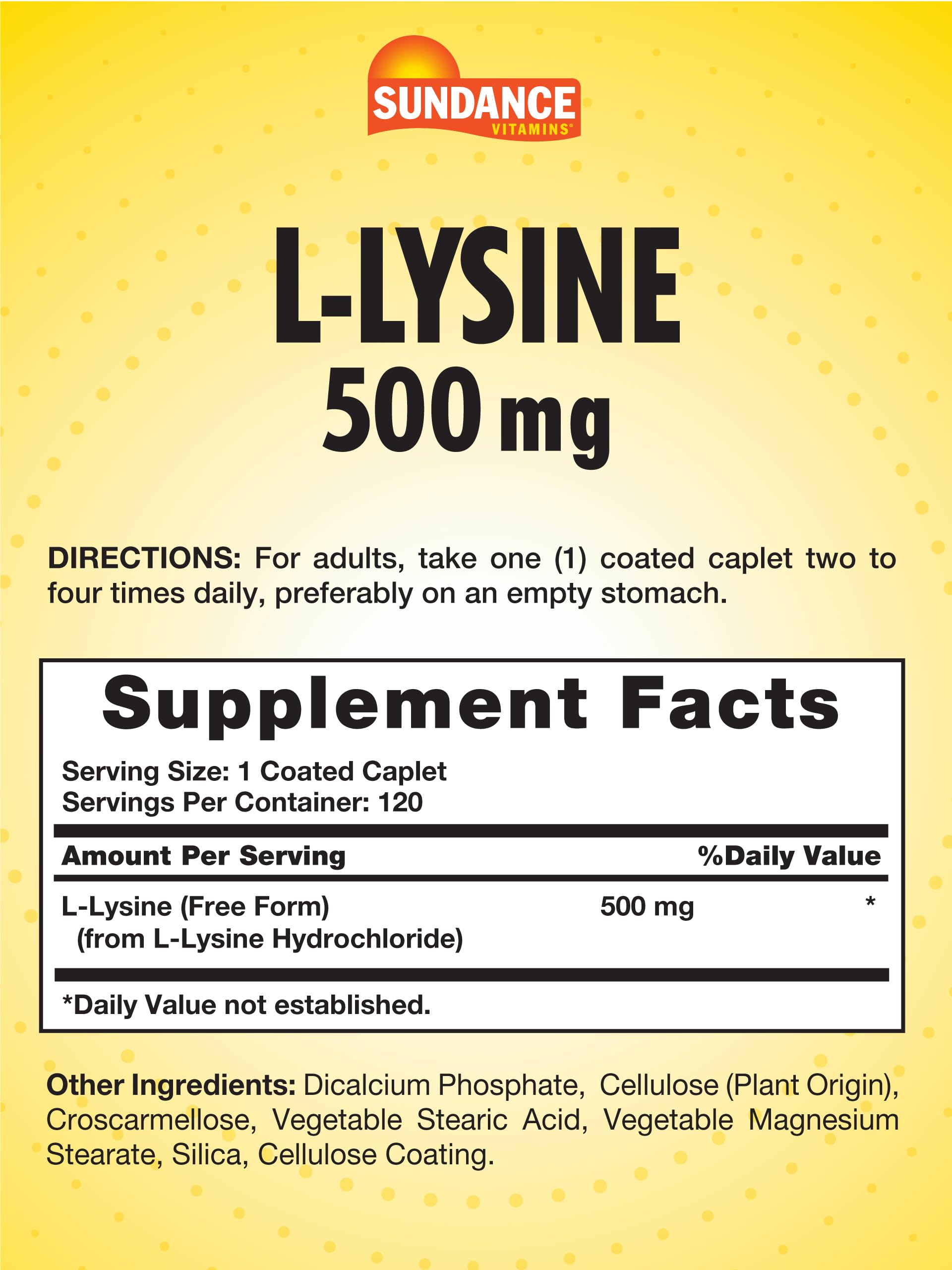 Sundance L-Lysine 500mg caplets side view