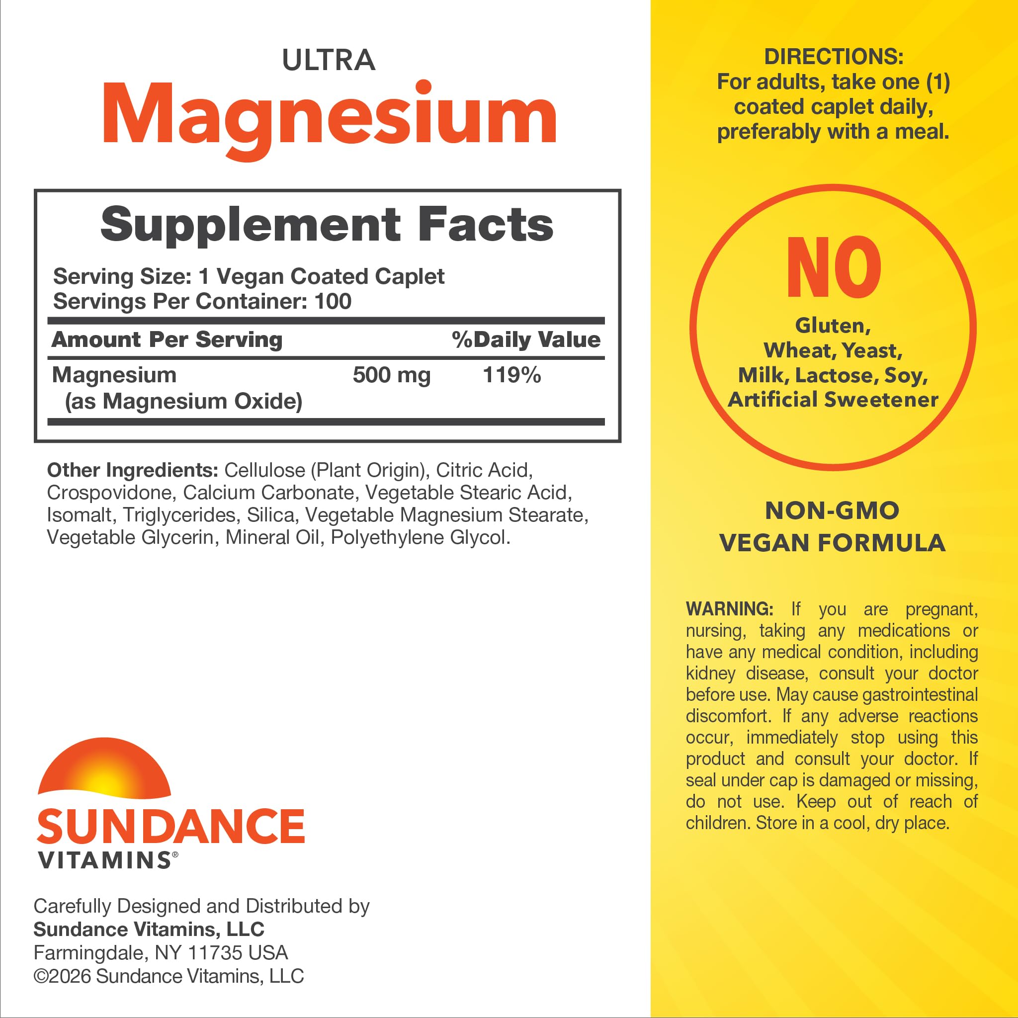 Sundance Magnesium 500 mg bottle side view