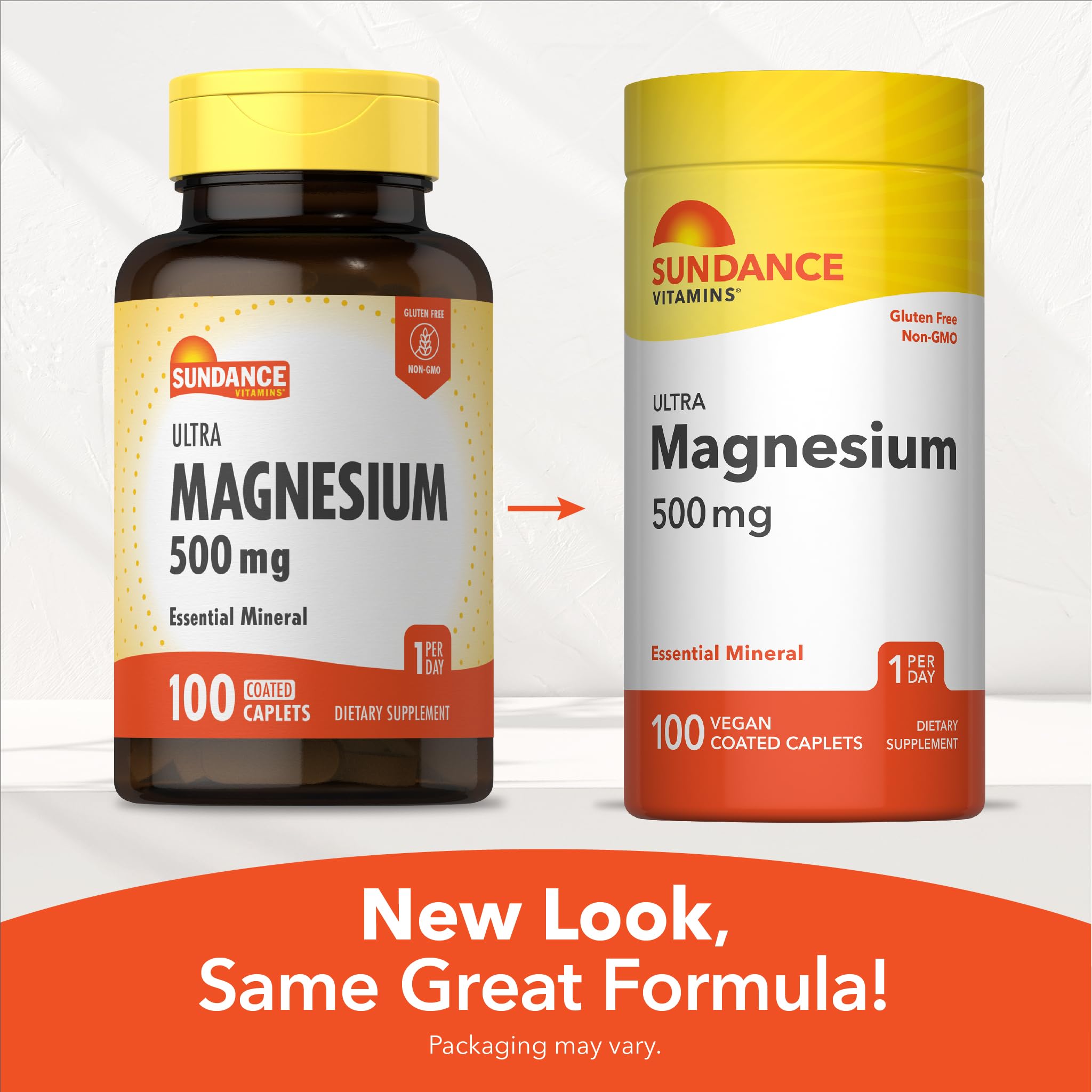 Sundance Magnesium 500 mg caplets bottle with cap open