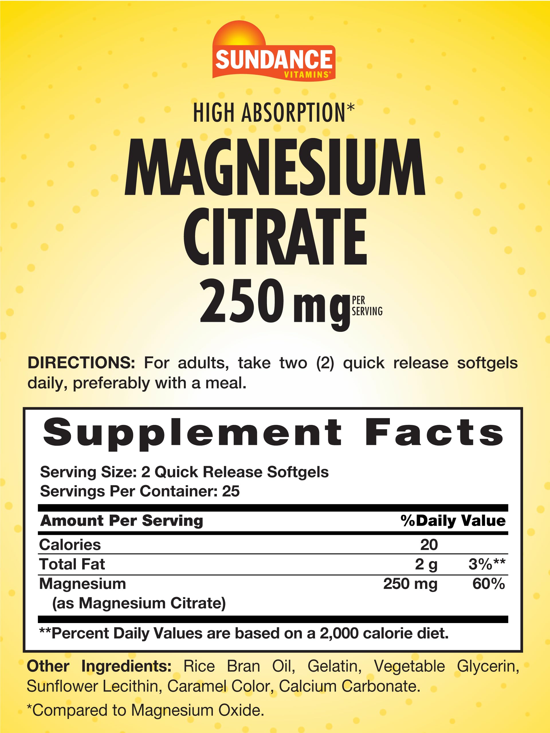 Sundance Magnesium Citrate Softgels 250mg packaging