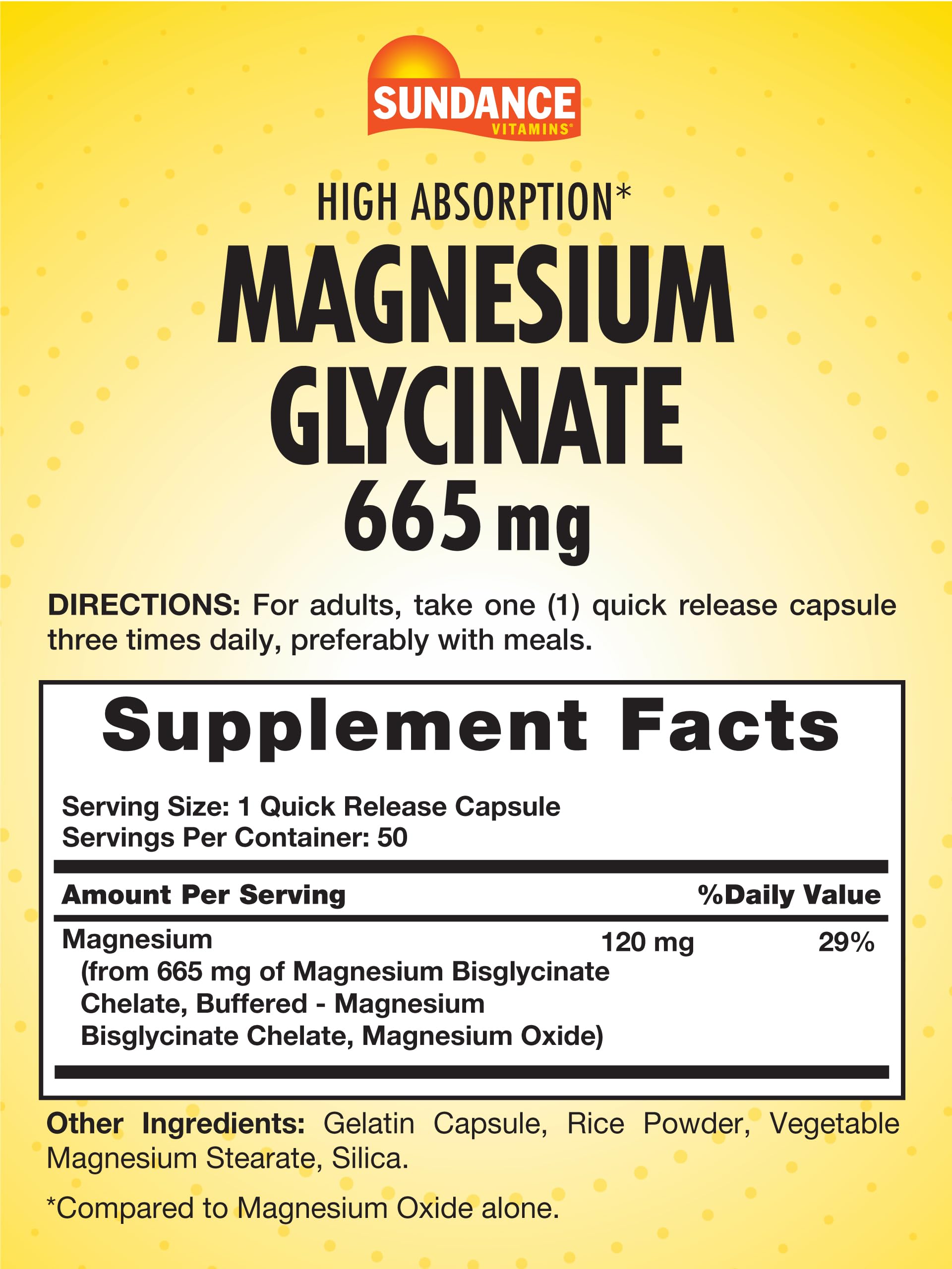 Sundance Magnesium Glycinate Capsules 120mg side view