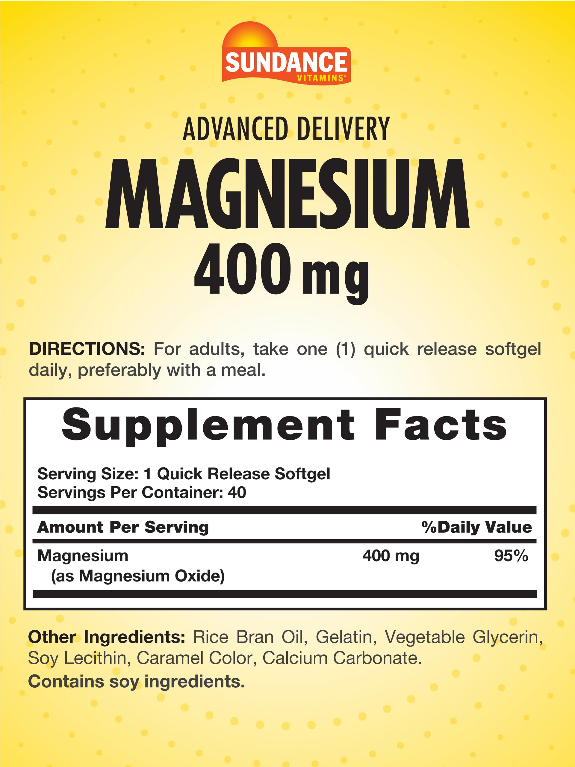 Sundance Magnesium Supplement 400 mg softgels side view