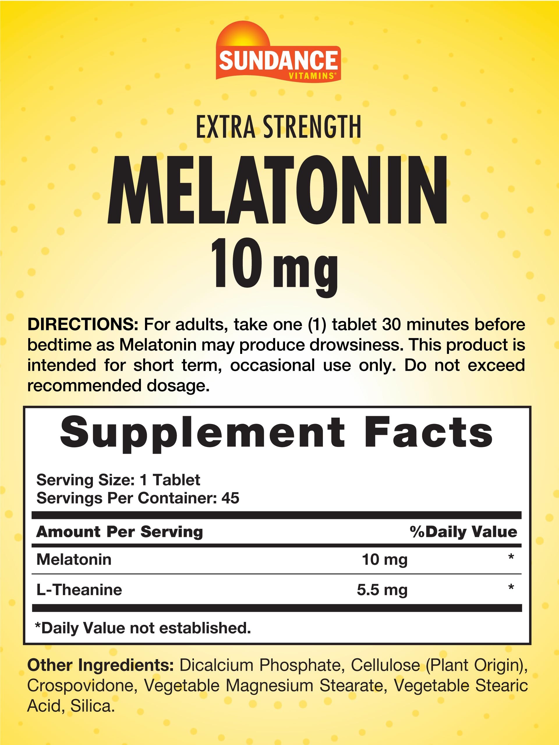 Sundance Melatonin 10mg tablets side view showing tablet size