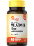 Sundance Melatonin 10mg with Ashwagandha 50 capsules front view