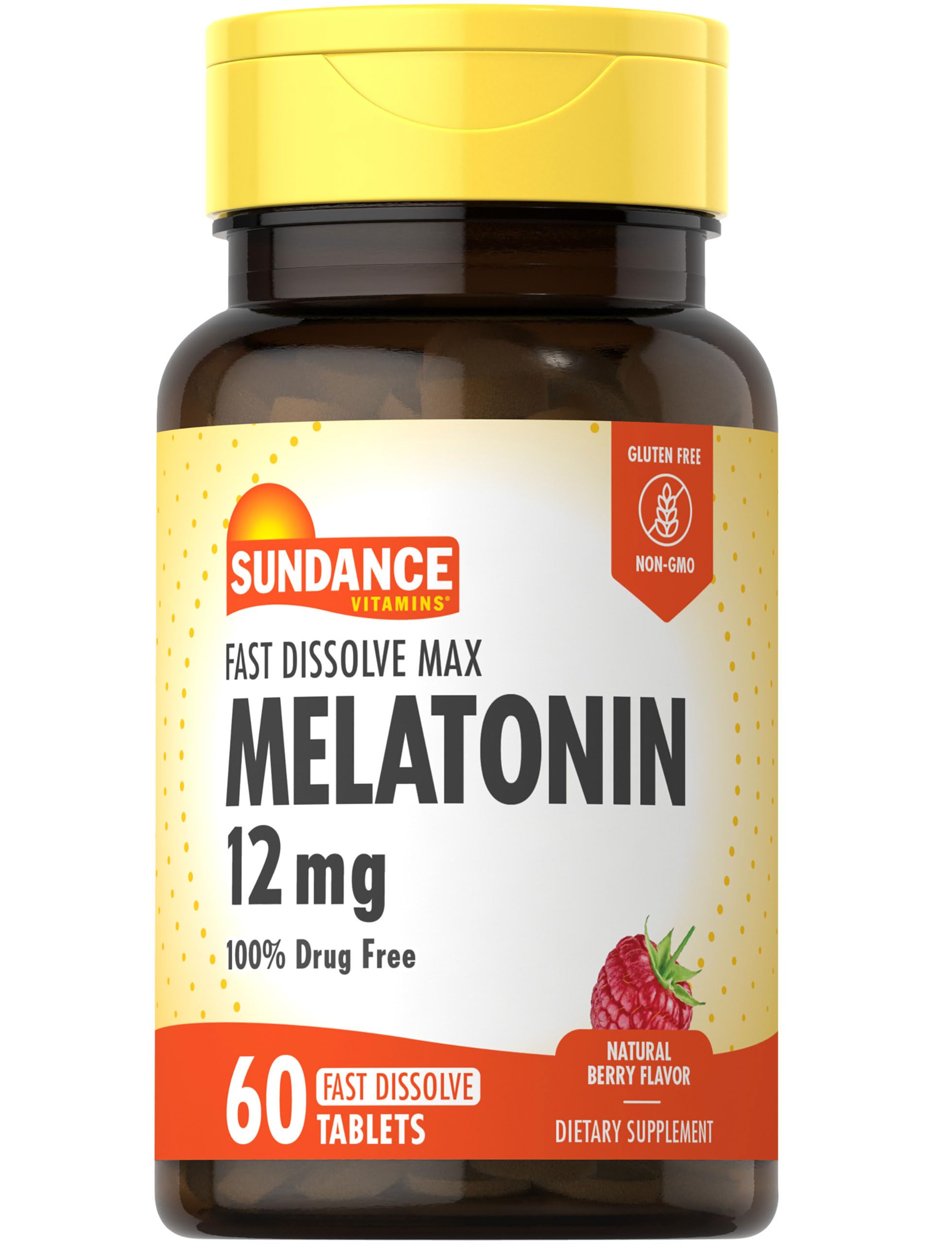 Sundance Melatonin 12mg Fast Dissolve Tablets front view packaging