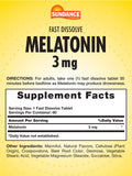 Sundance Melatonin 3mg Fast Dissolve tablets side view showing tablet size