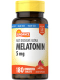 Sundance Melatonin Sleep Supplement 5mg natural berry flavour tablets front view