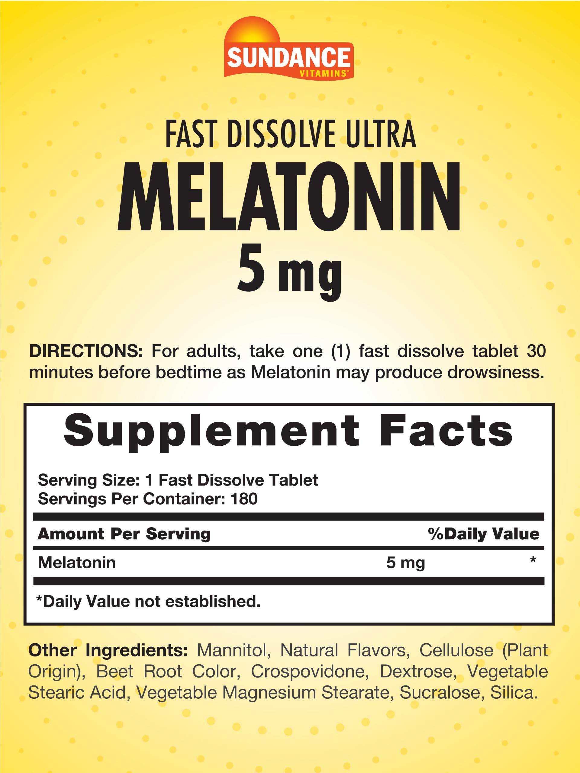 Sundance Melatonin Sleep Supplement packaging side view