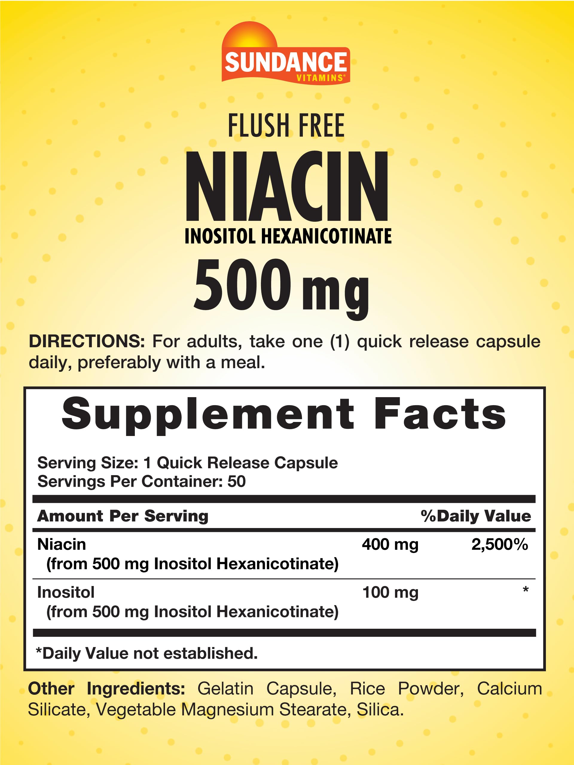Sundance Niacin B3 400mg bottle with label