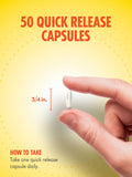 Sundance Niacin B3 capsules in hand for size comparison