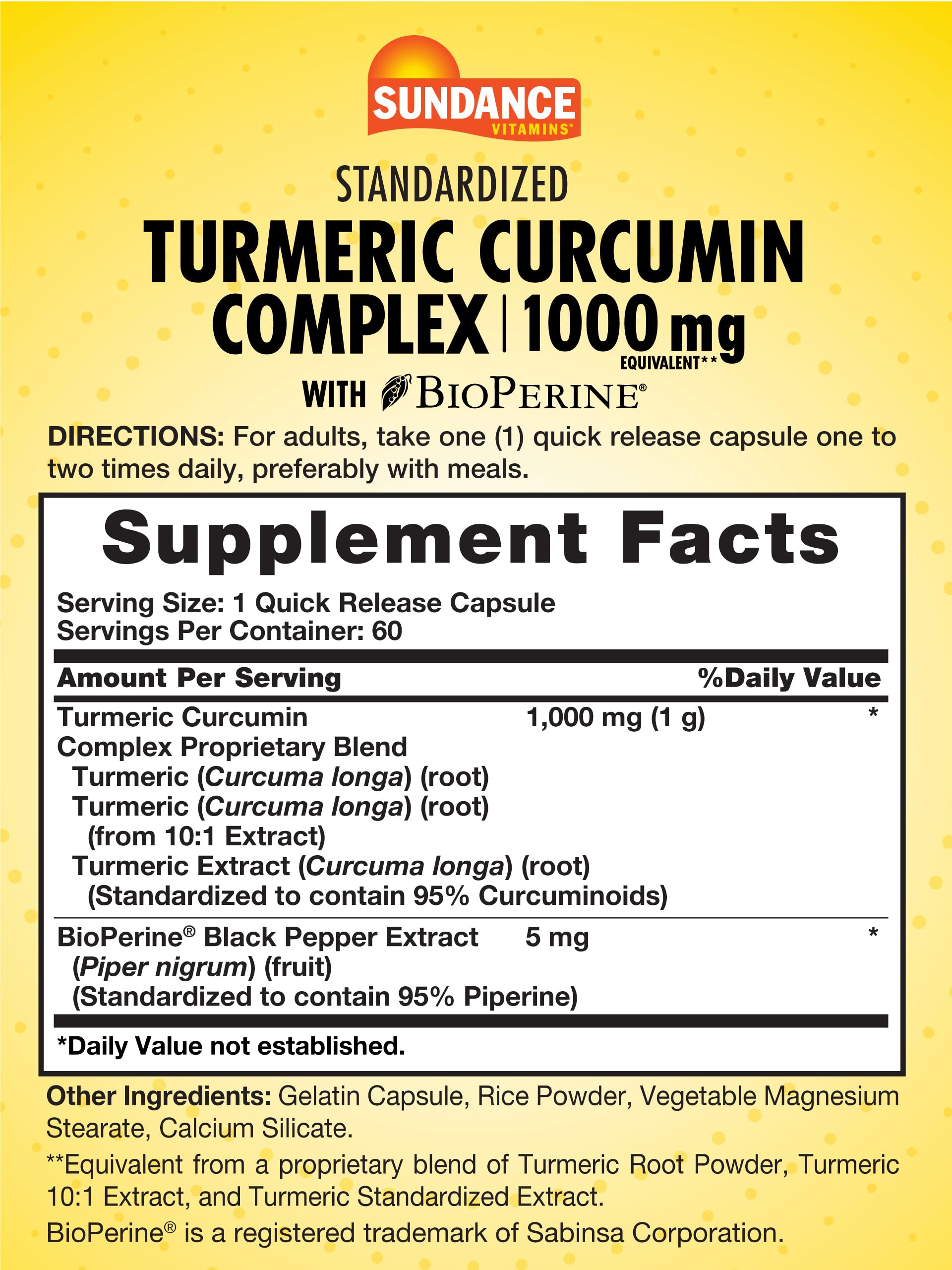 Sundance Turmeric Curcumin Complex bottle with capsules