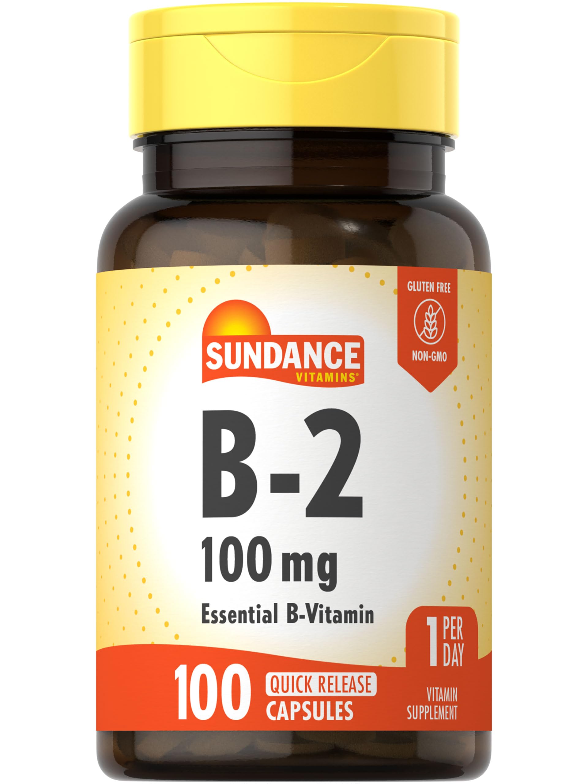 Sundance Vitamin B-2 Riboflavin 100mg capsules front view