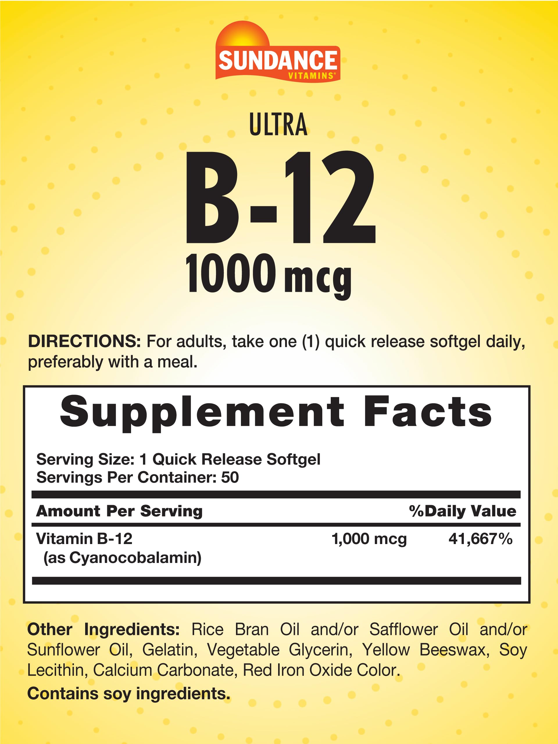 Sundance Vitamin B12 Quick Release Softgels close-up of softgel