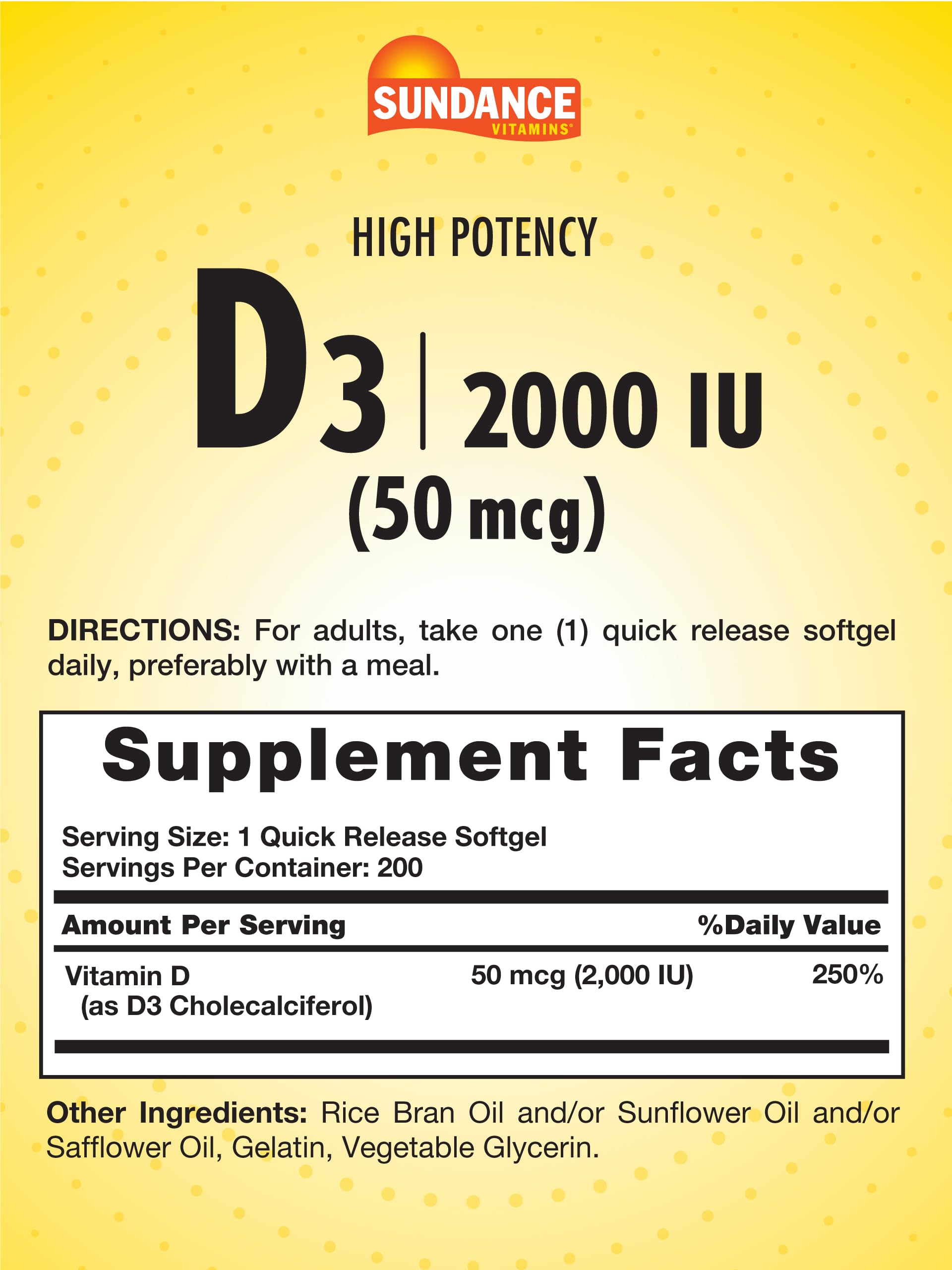 Sundance Vitamin D3 softgels packaging side view