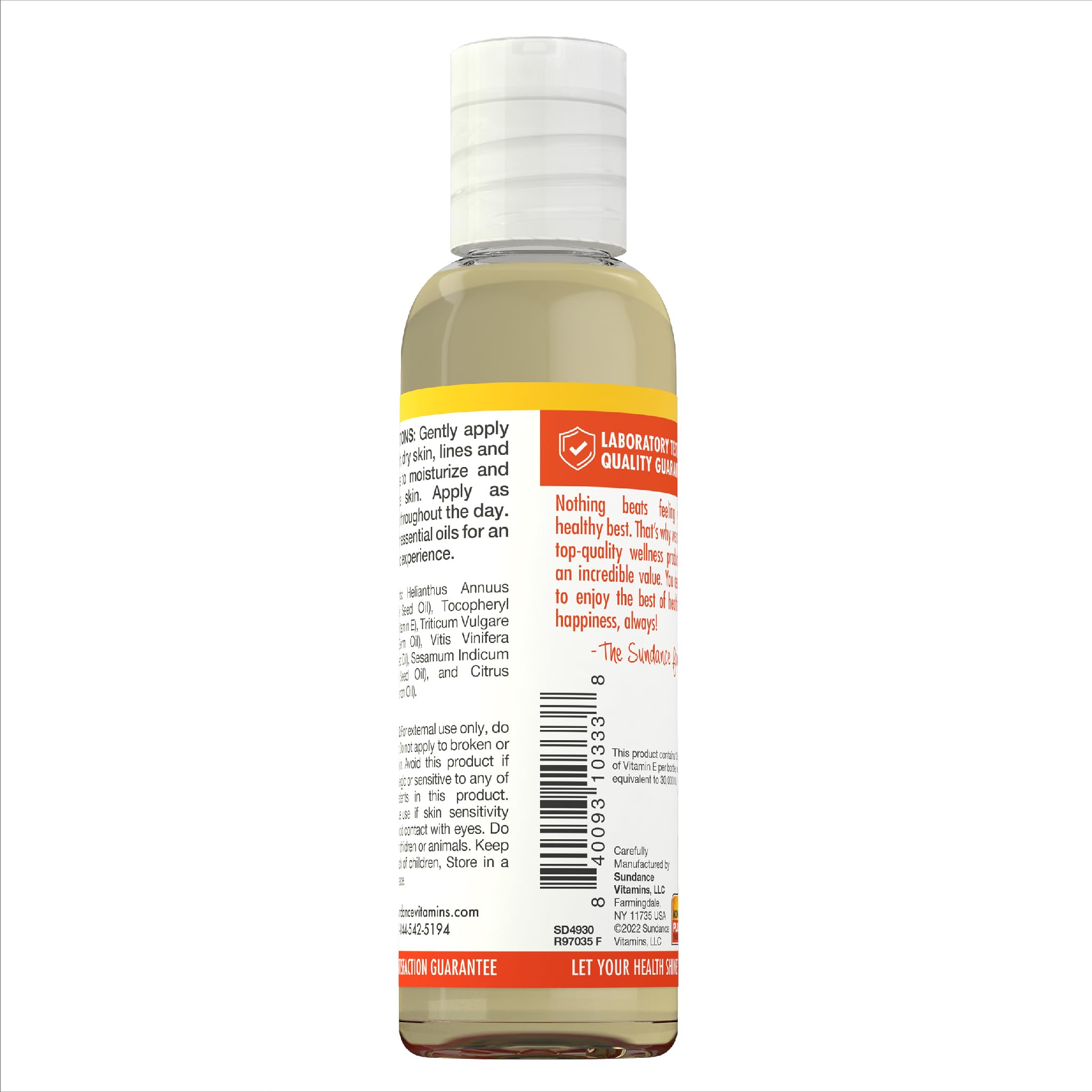 Sundance Vitamin E Skin Care Oil with a lemon slice