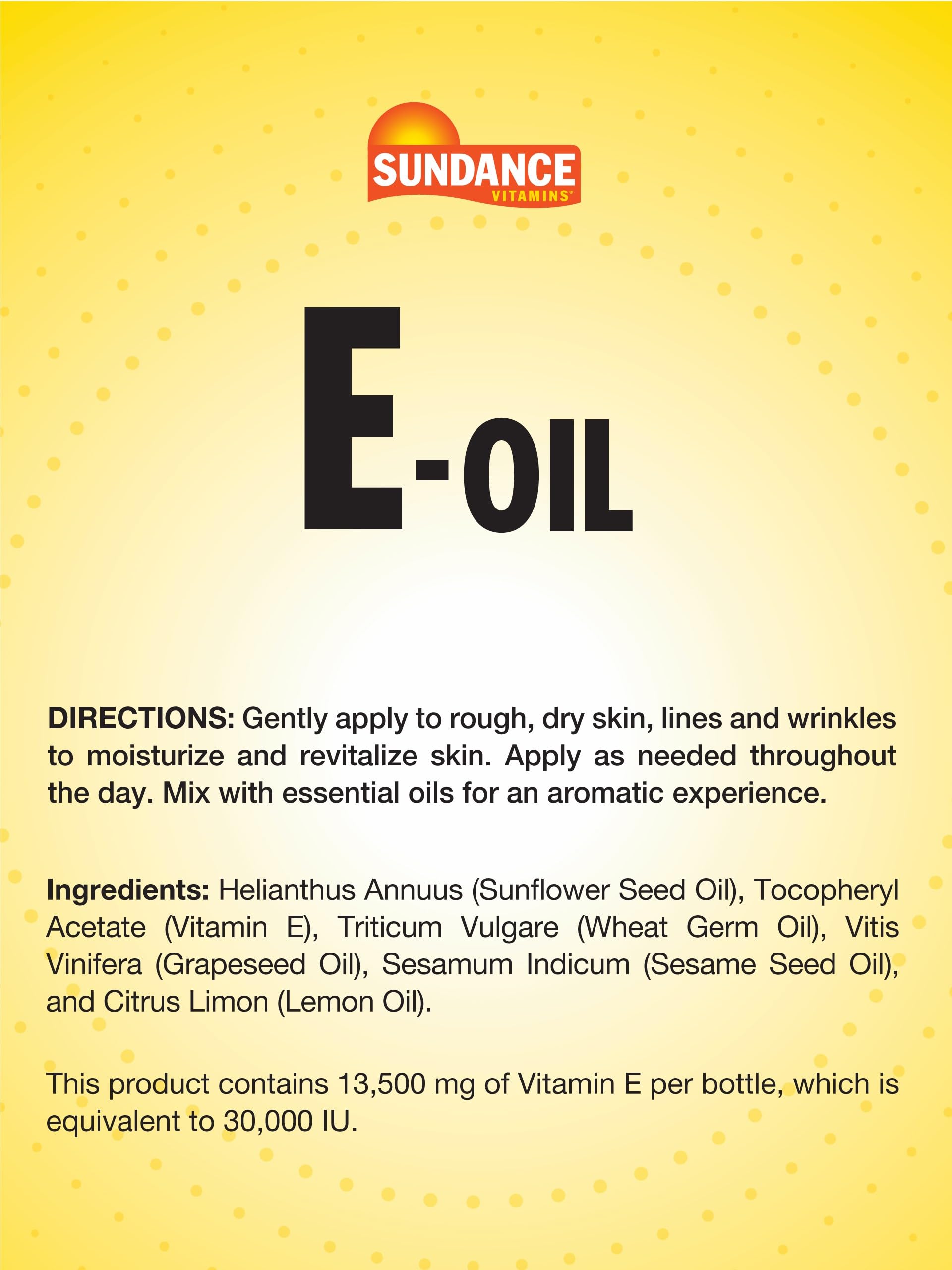 Sundance Vitamin E Skin Care Oil with lemon scent background