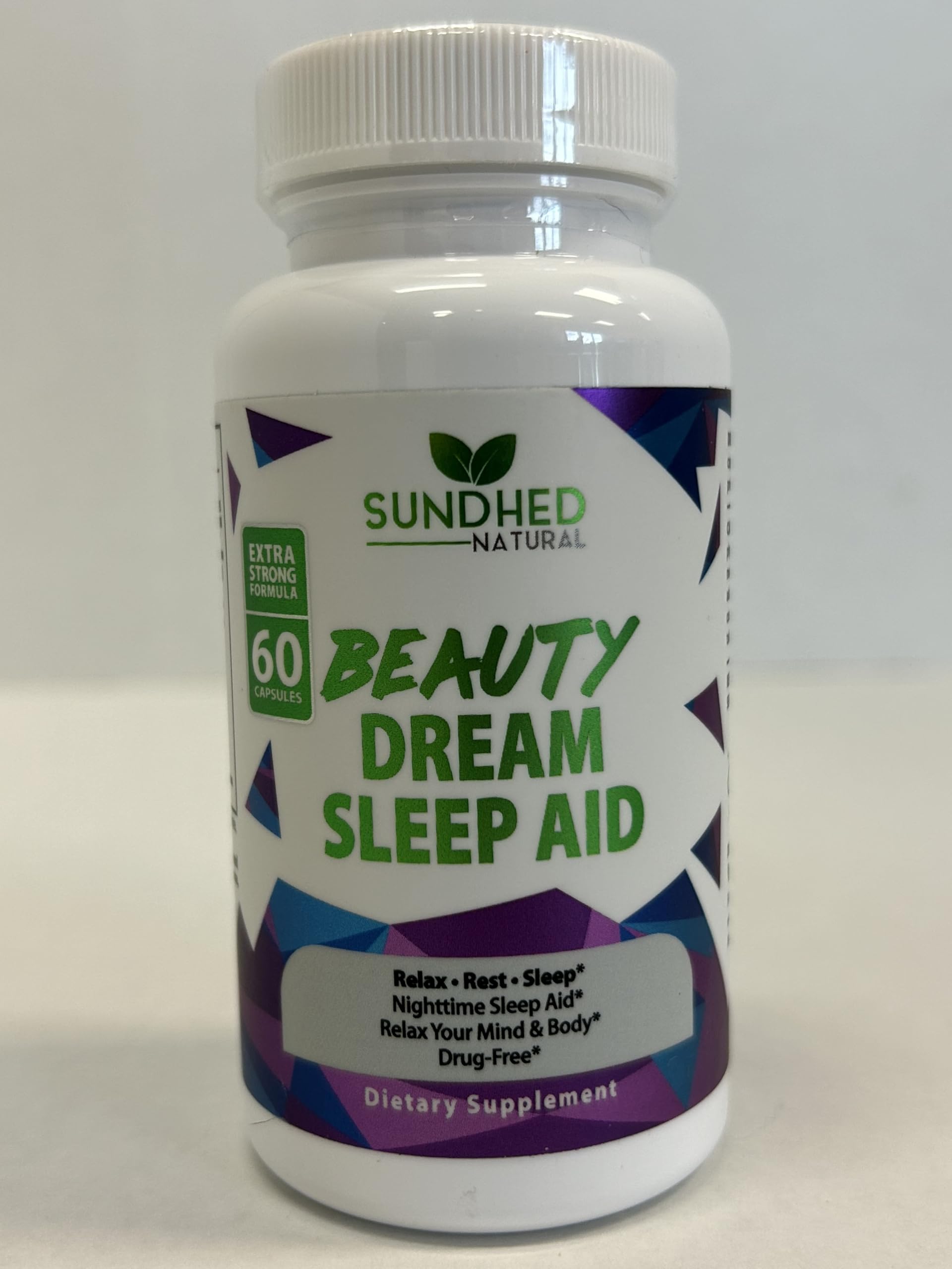 Sundhed Natural Beauty Dream Sleep Aid bottle with a soft background