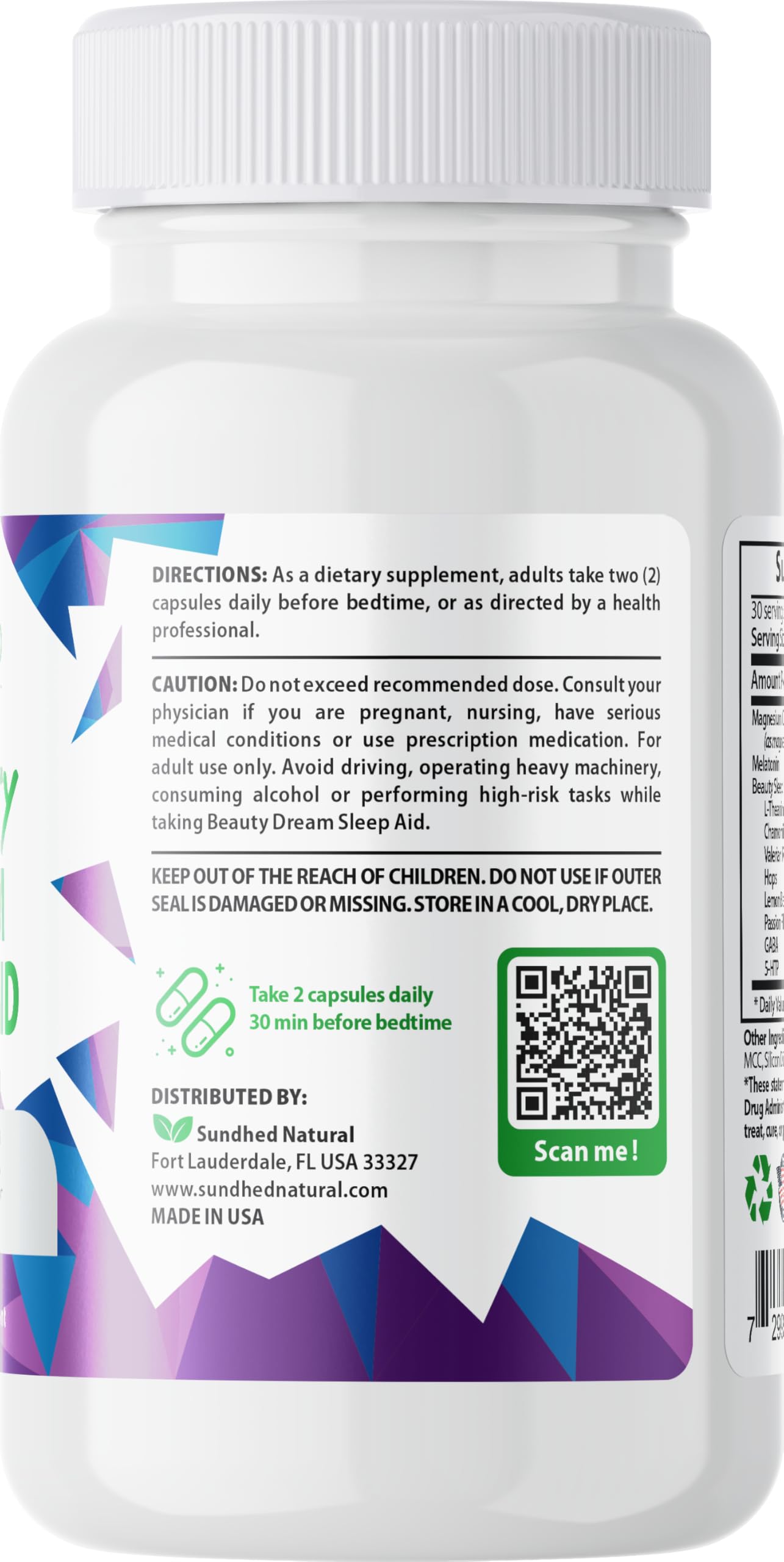 Sundhed Natural Beauty Dream Sleep Aid packaging side view