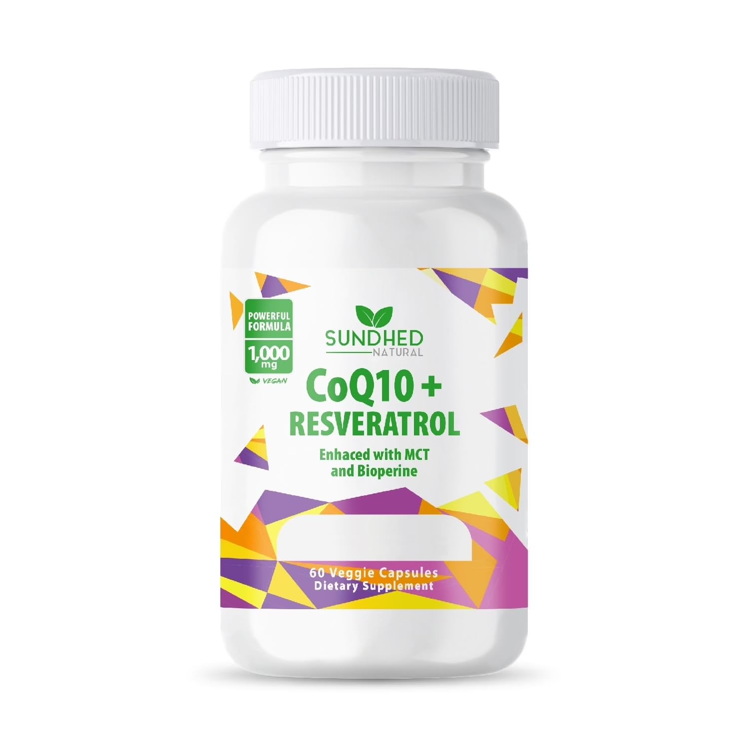 Sundhed Natural CoQ10 & Resveratrol bottle front view