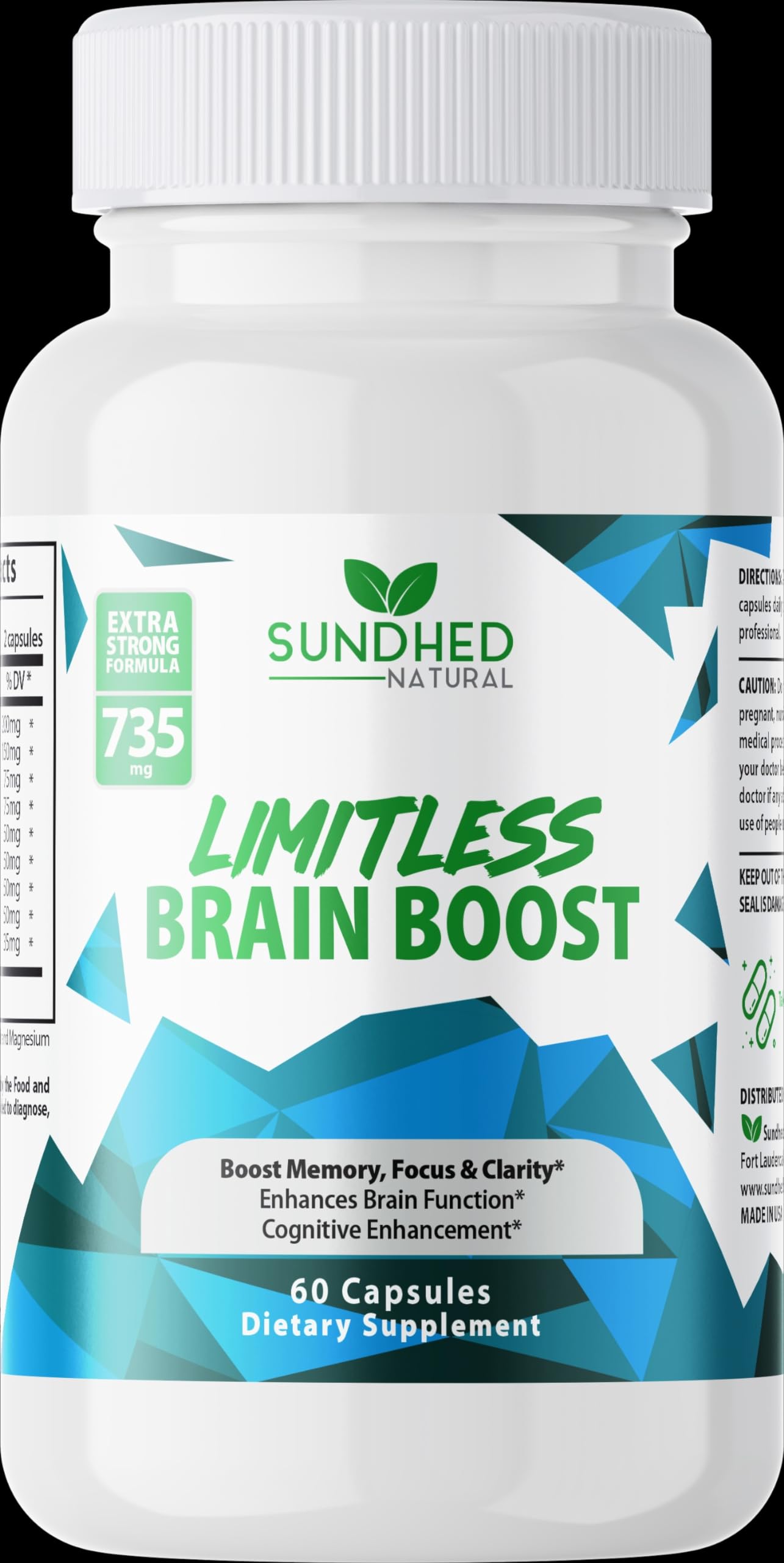 Sundhed Natural Limitless Brain support supplement front view