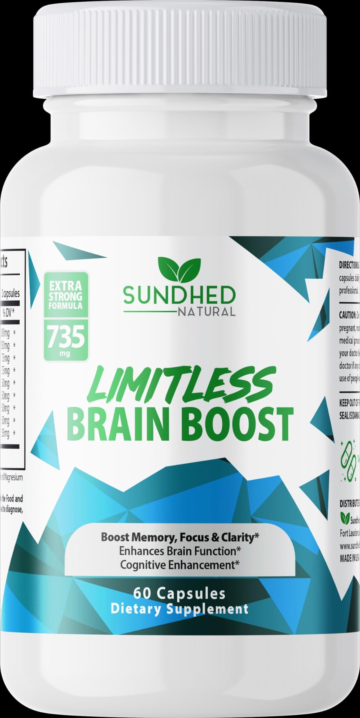 Sundhed Natural Limitless Brain support supplement front view