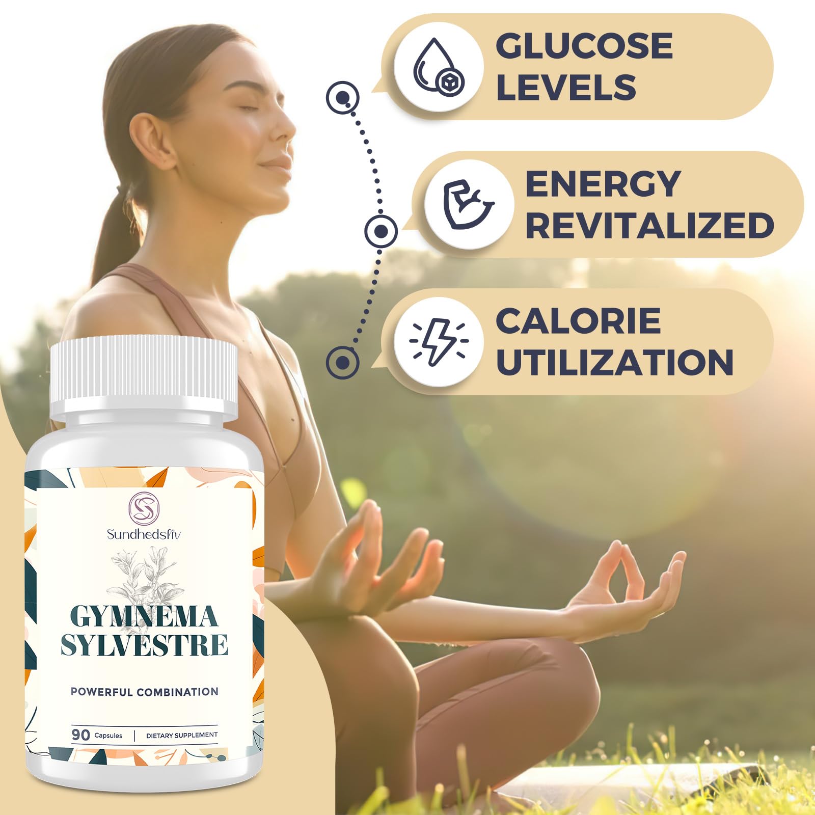 Sundhedsliv Gymnema Sylvestre Capsules 1200mg on a wooden table