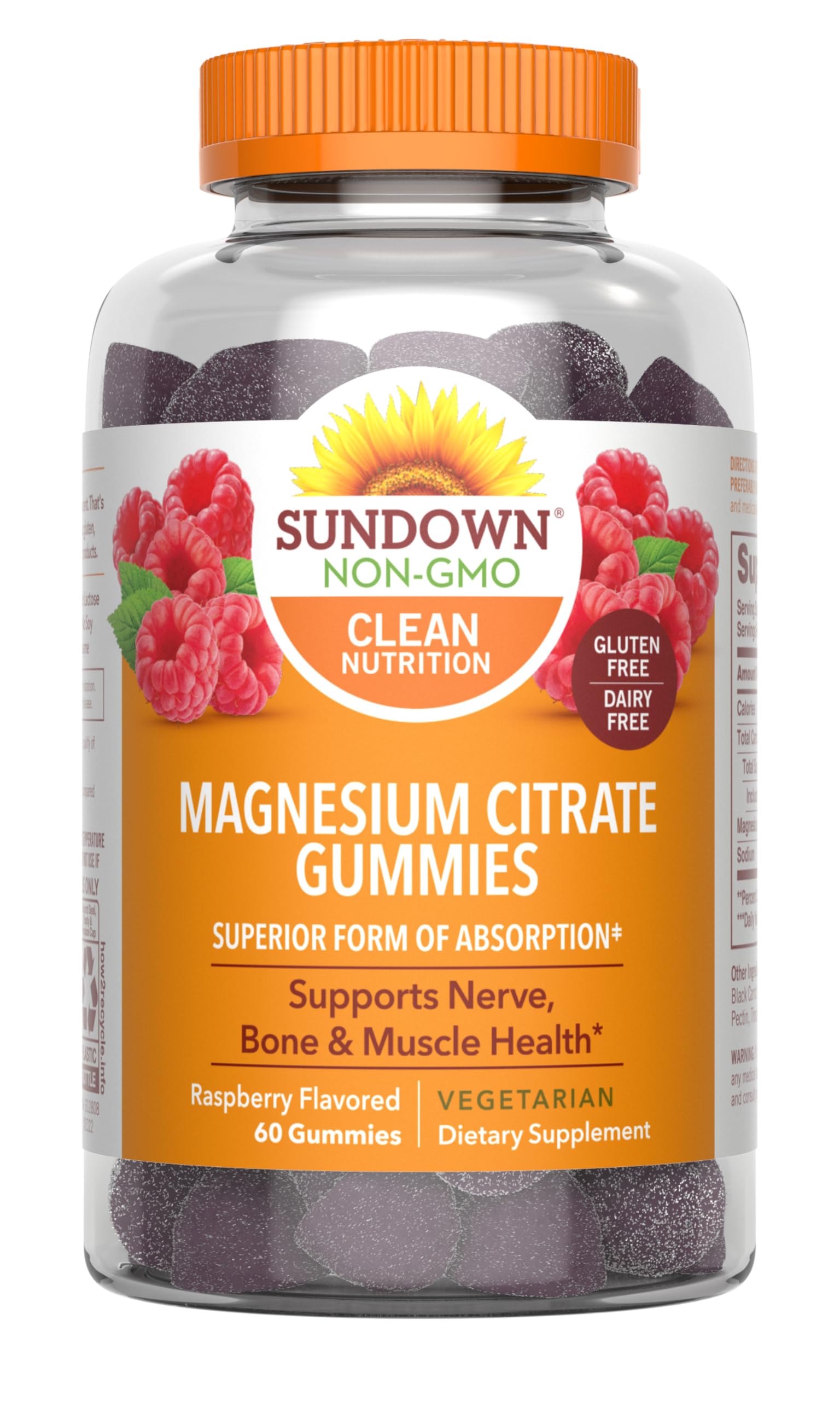 Sundown Magnesium Citrate Raspberry Flavour 279g front view