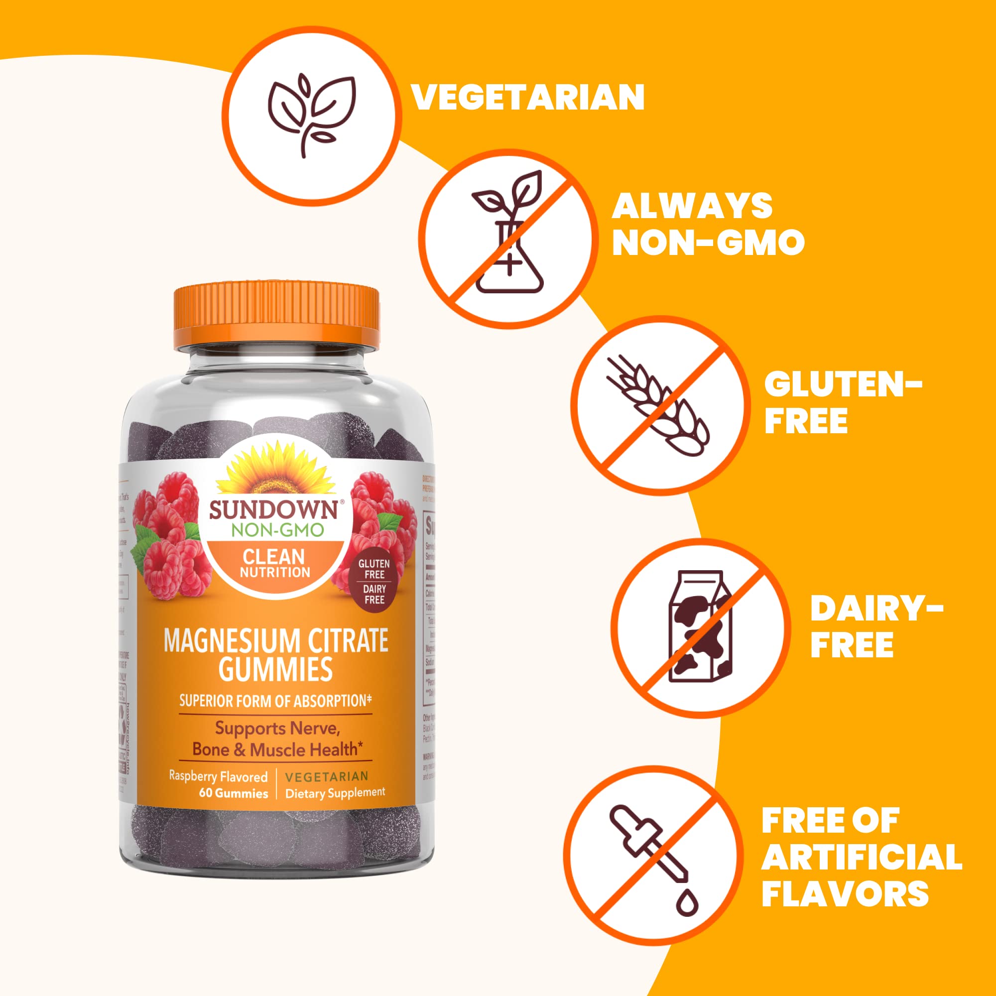 Sundown Magnesium Citrate Raspberry Flavour 279g ingredients list