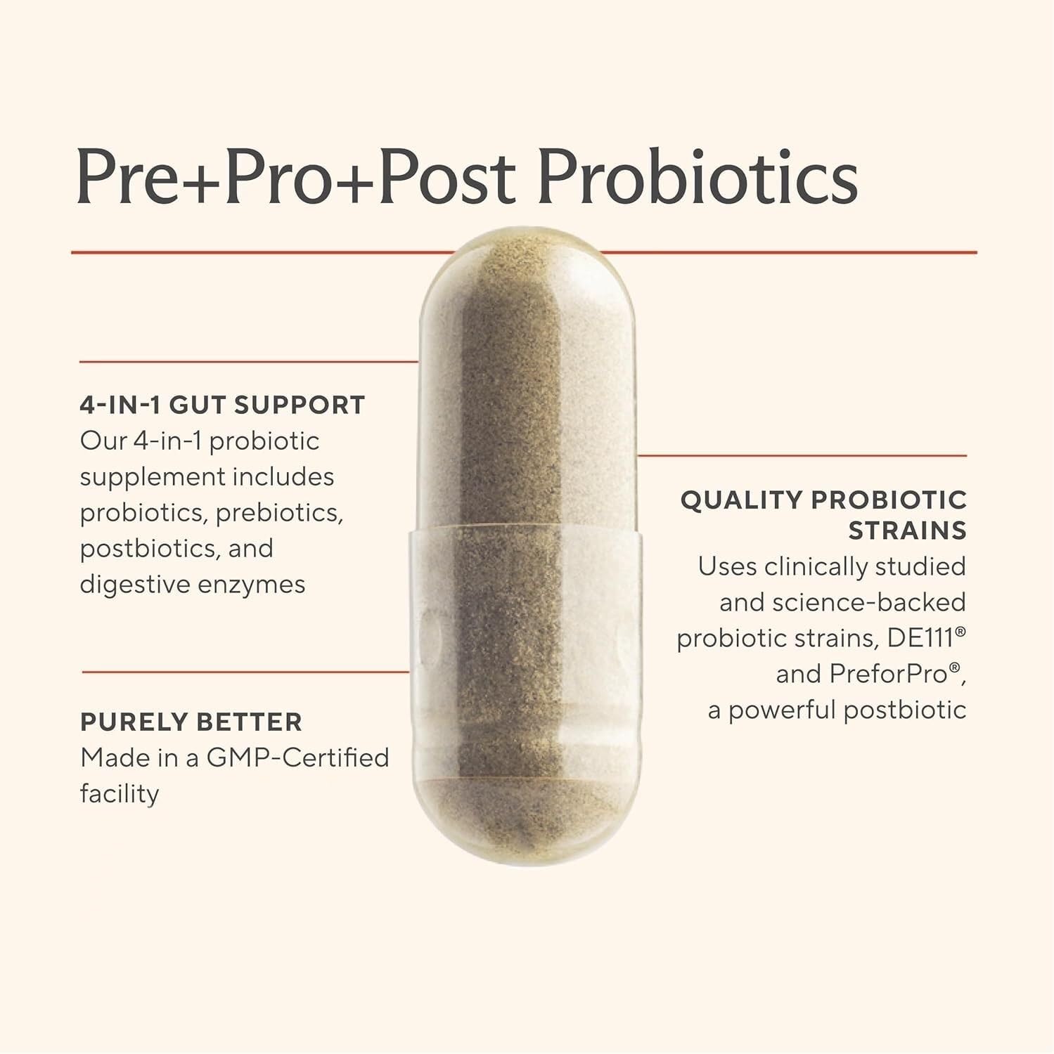 Sunergetic 4 in 1 Probiotic Supplement 50g with measuring spoon
