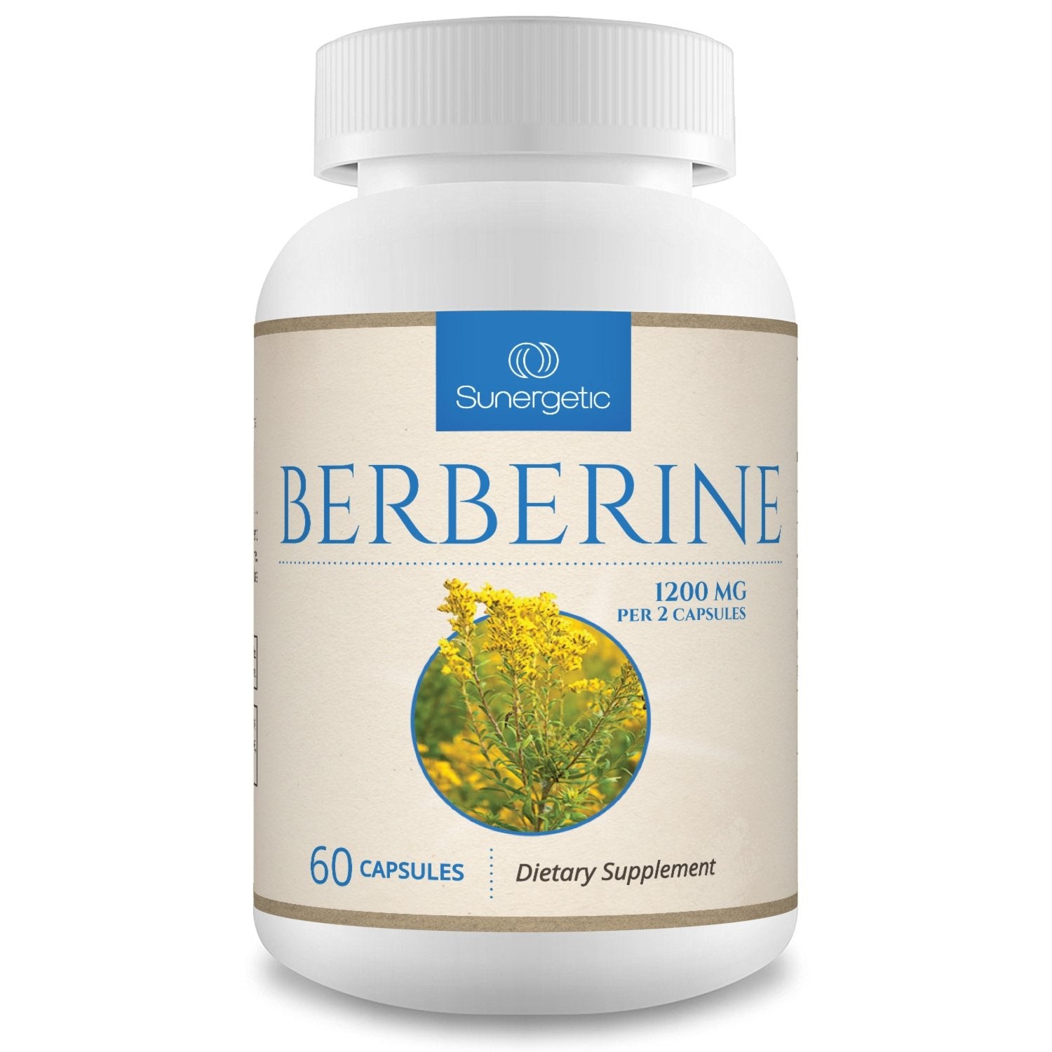 Sunergetic Berberine Supplement 600mg front view with packaging