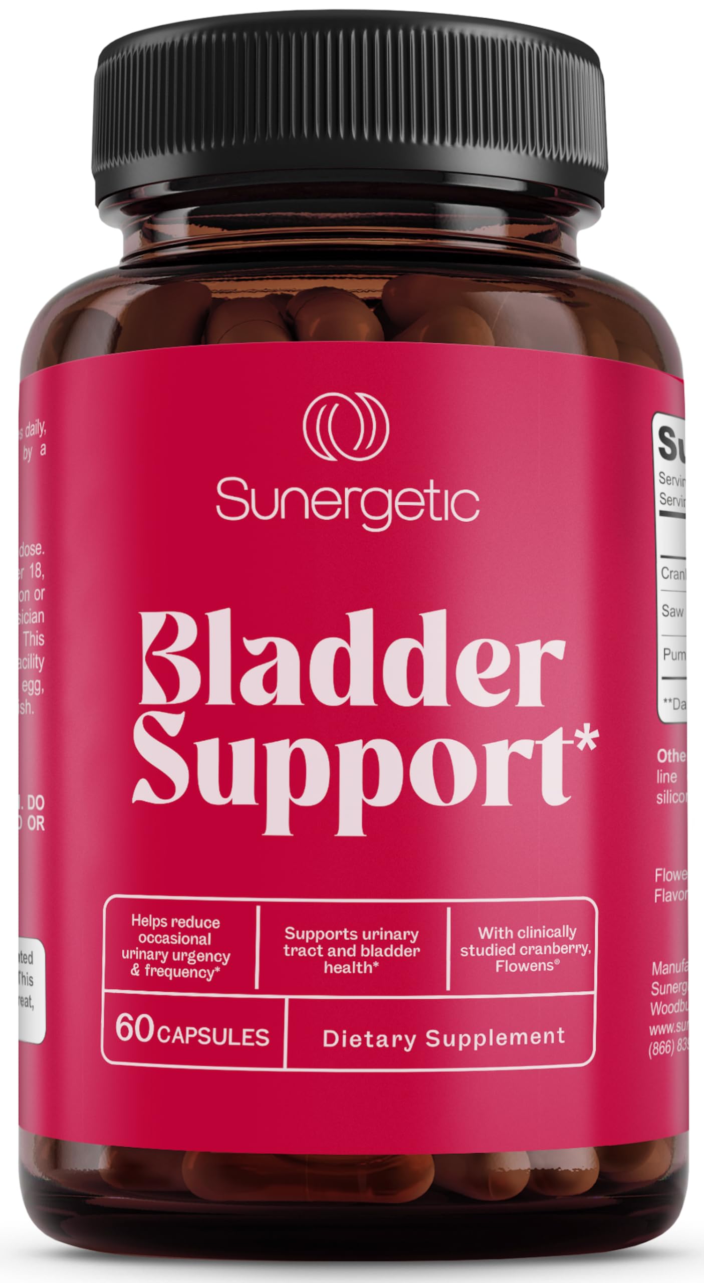 Sunergetic Bladder Support Supplement 60 capsules front view