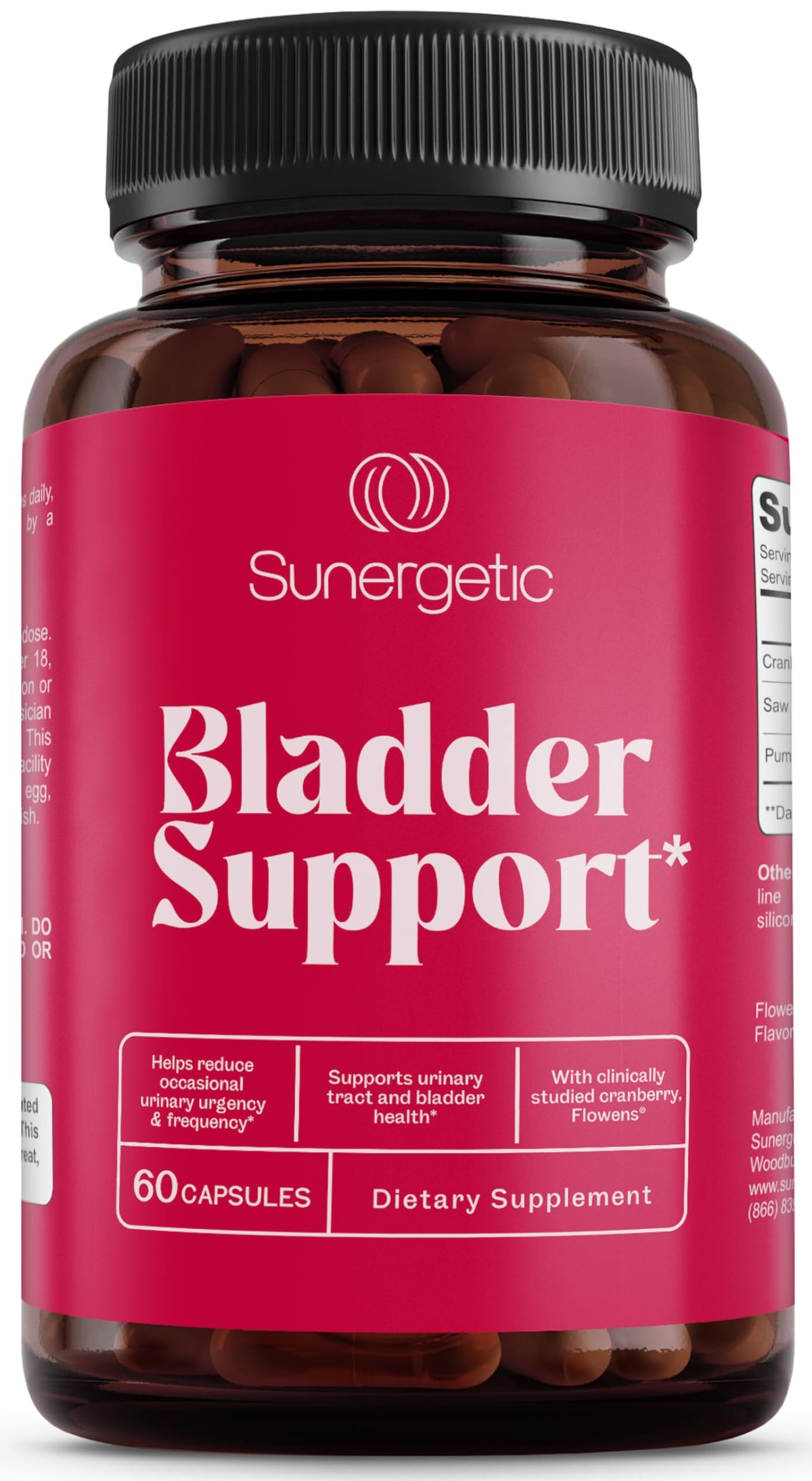 Sunergetic Bladder Support Supplement 60 capsules front view