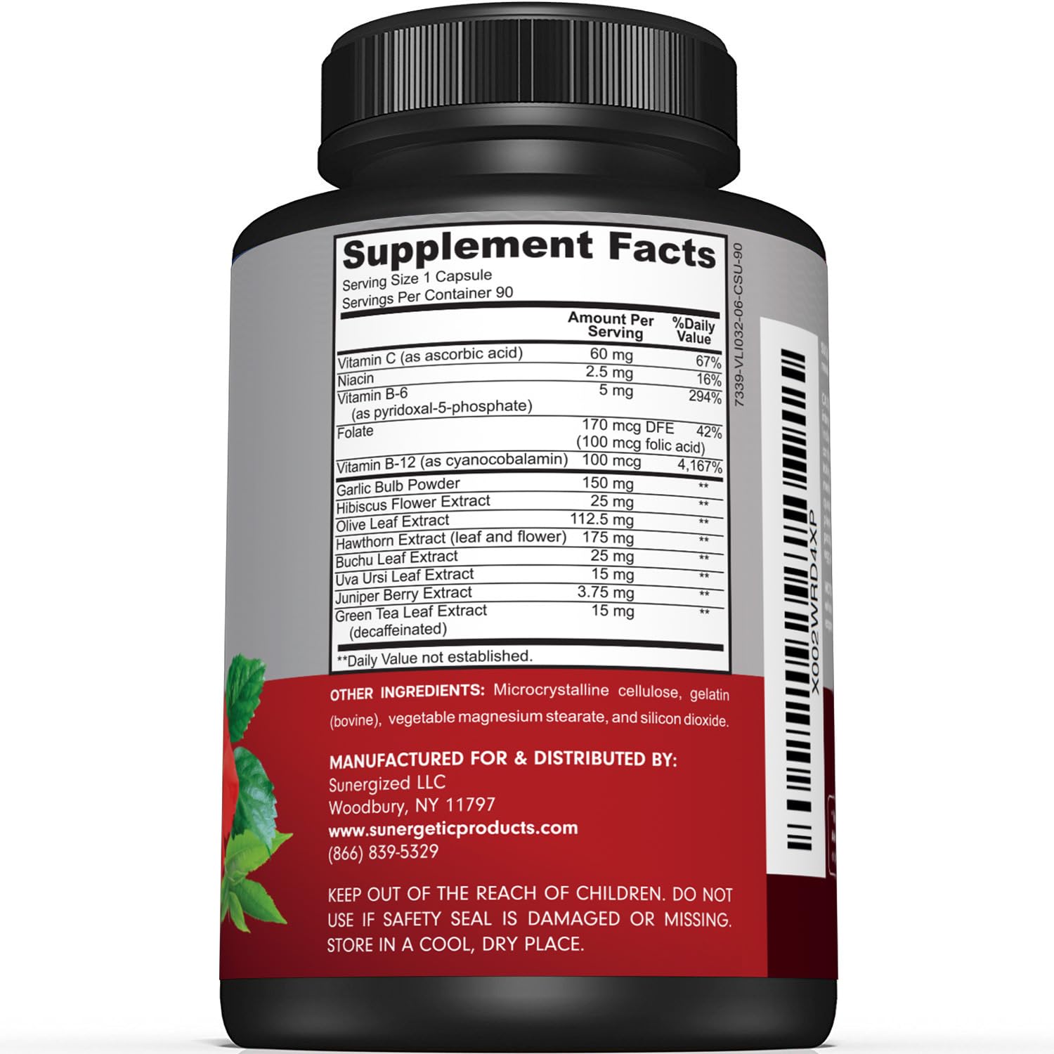 Sunergetic Blood Pressure Support Supplement bottle side view