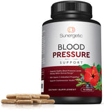 Sunergetic Blood Pressure Support Supplement on a wooden table