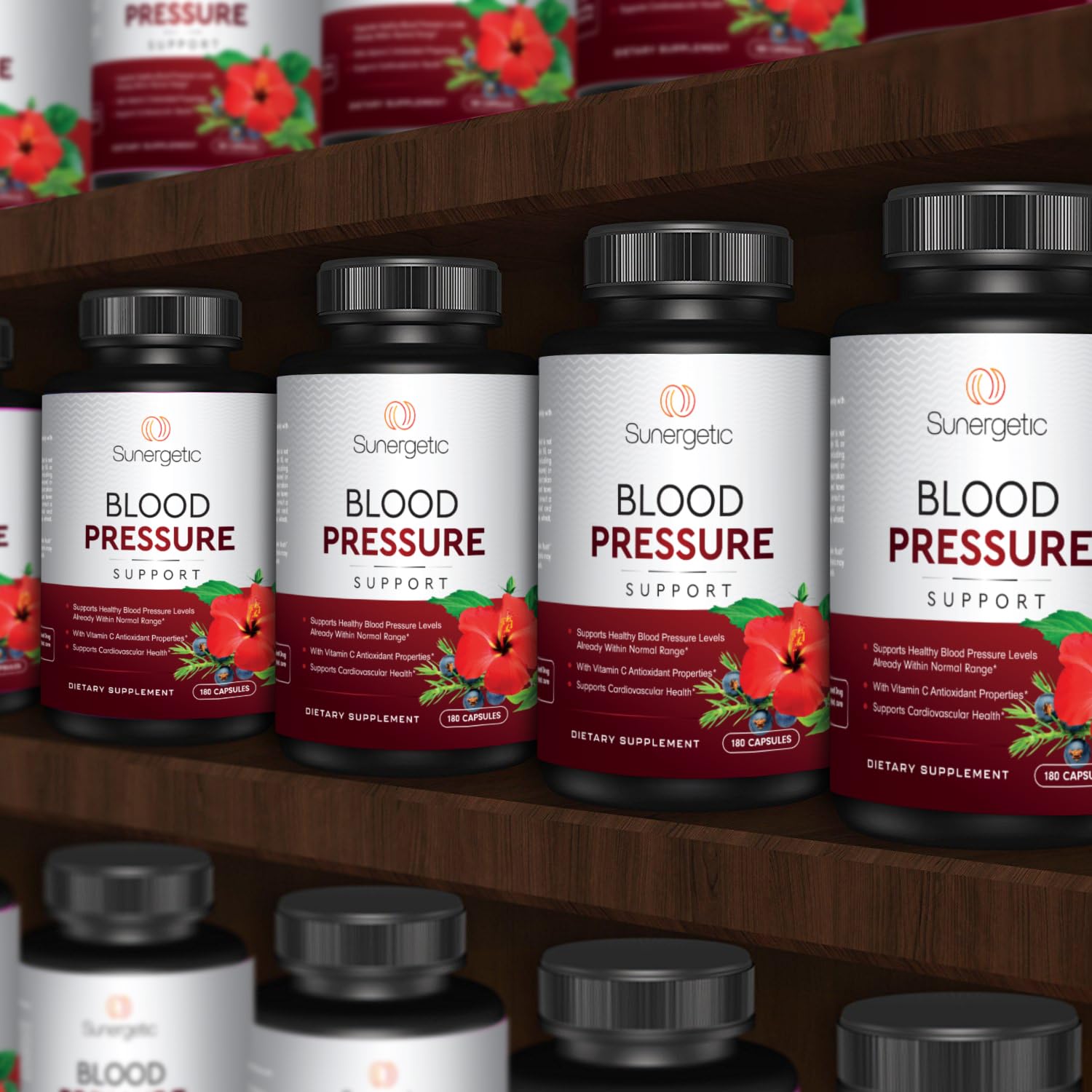 Sunergetic Blood Pressure Support Supplement opened bottle