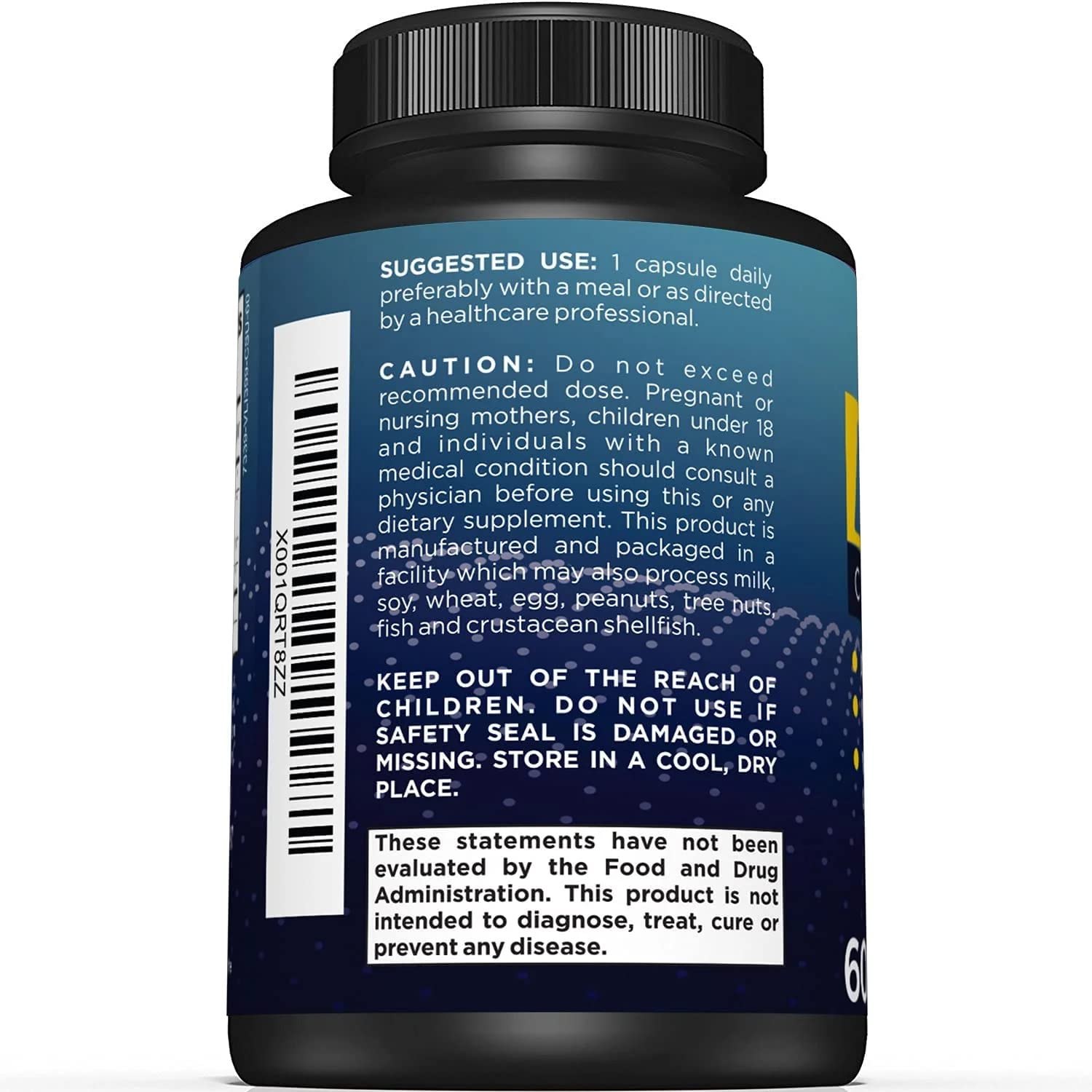 Sunergetic DIM Supplement 150mg back view with ingredient list