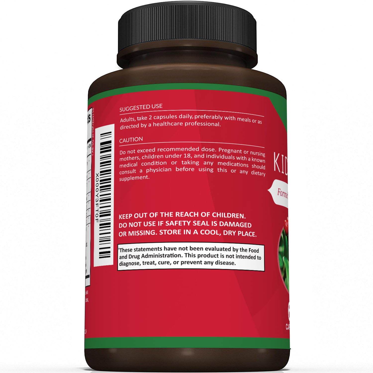 Sunergetic Kidney Cleanse Supplement side view showing capsule size