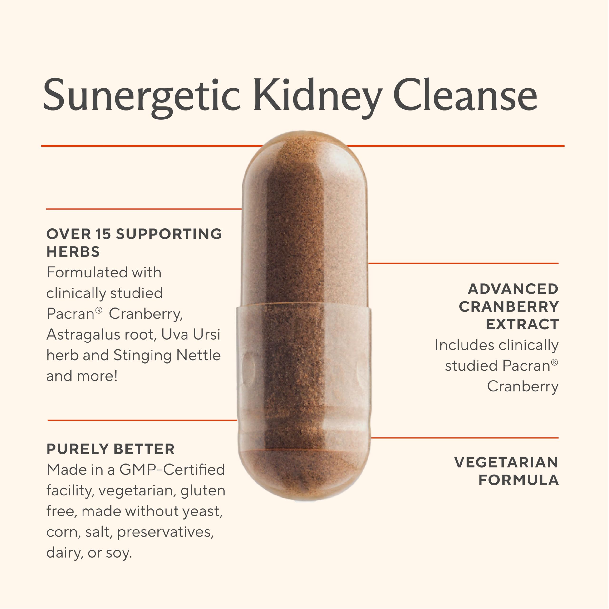 Sunergetic Kidney Cleanse Supplement with herbs on a table
