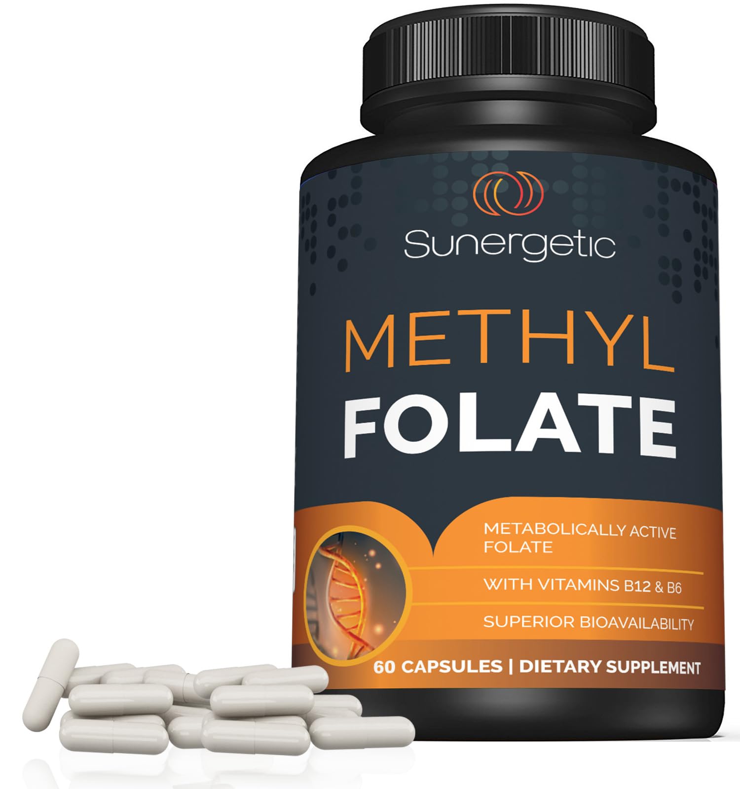 Sunergetic Methyl Folate Supplement ingredients list on the label