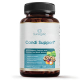 Sunergetic Oregano Candida Support Supplement with a glass of water
