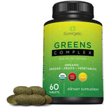 Sunergetic Organic Greens Tablets close-up of ingredients list