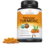 Sunergetic Organic Turmeric Supplement 1400mg bottle back view